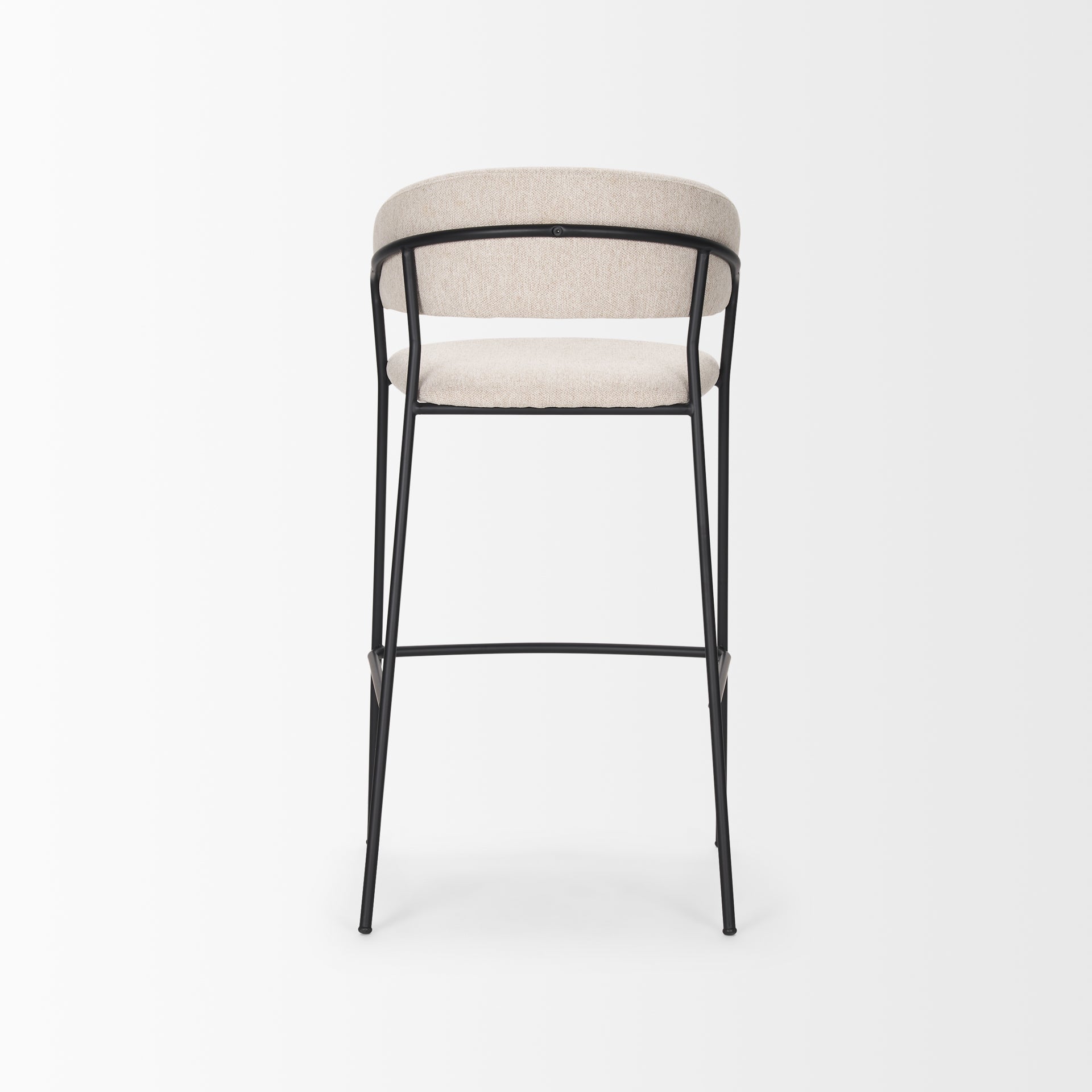 Carolyn Bar Stool w/ Oatmeal Fabric & Matte Black Metal - Central Designs