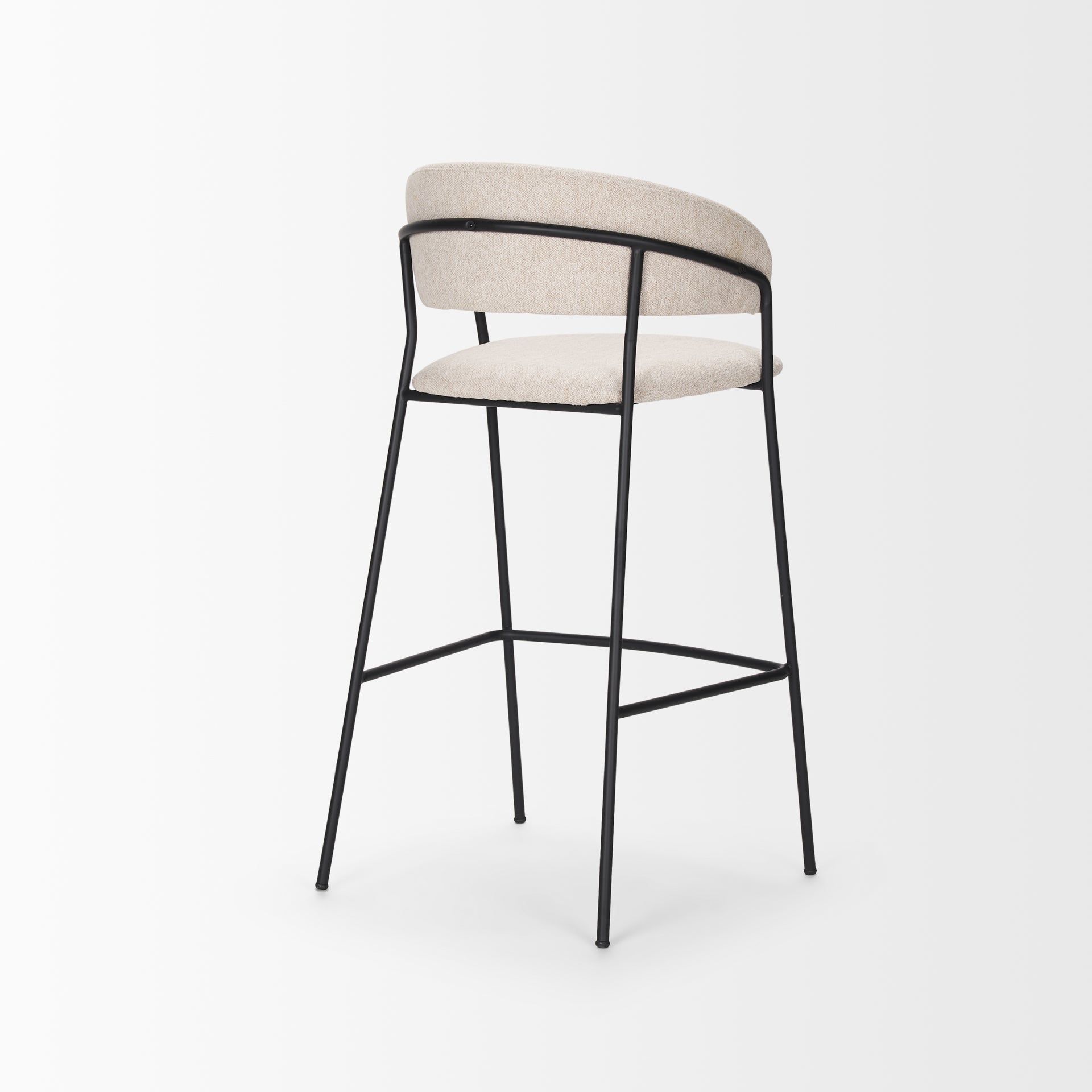 Carolyn Bar Stool w/ Oatmeal Fabric & Matte Black Metal - Central Designs