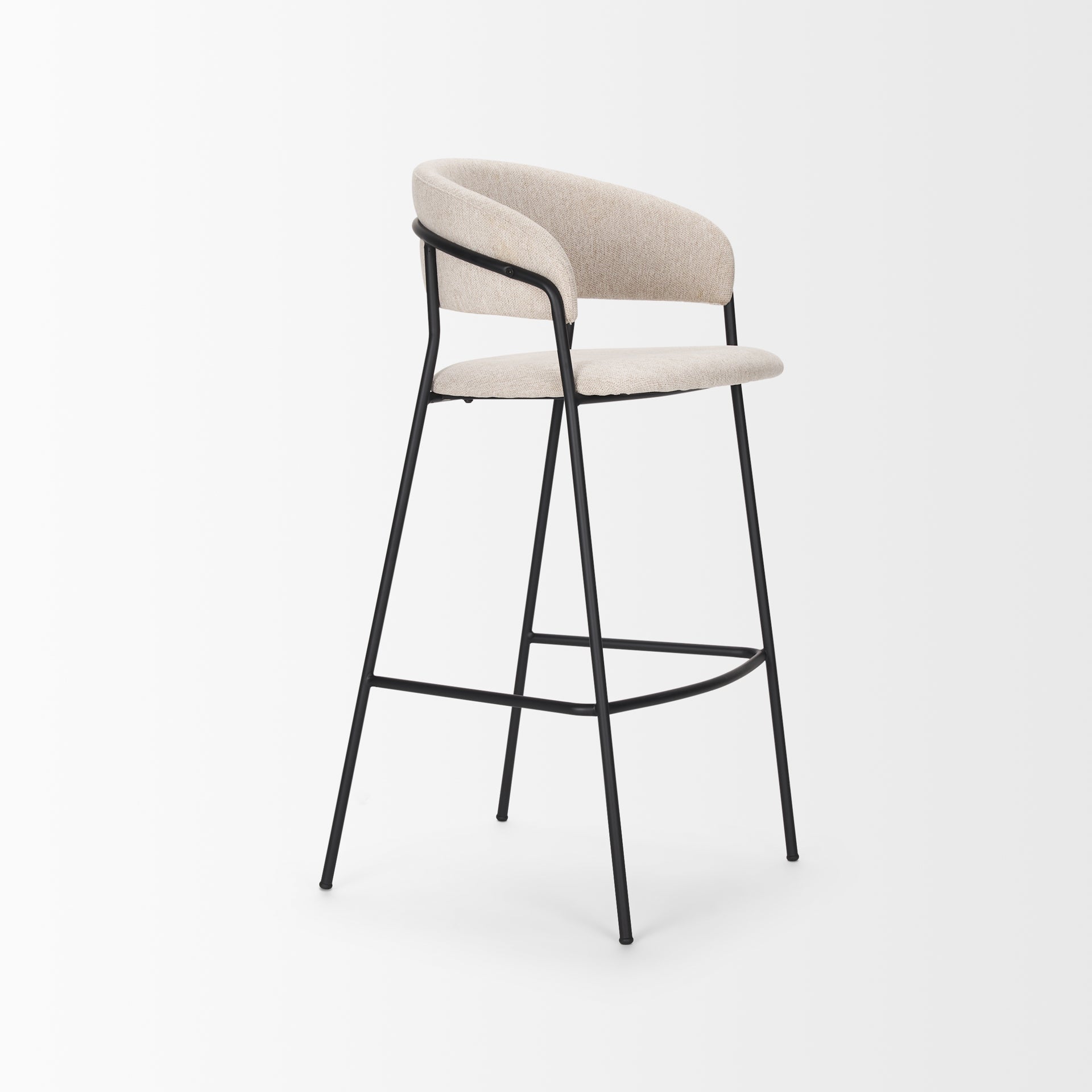 Carolyn Bar Stool w/ Oatmeal Fabric & Matte Black Metal - Central Designs