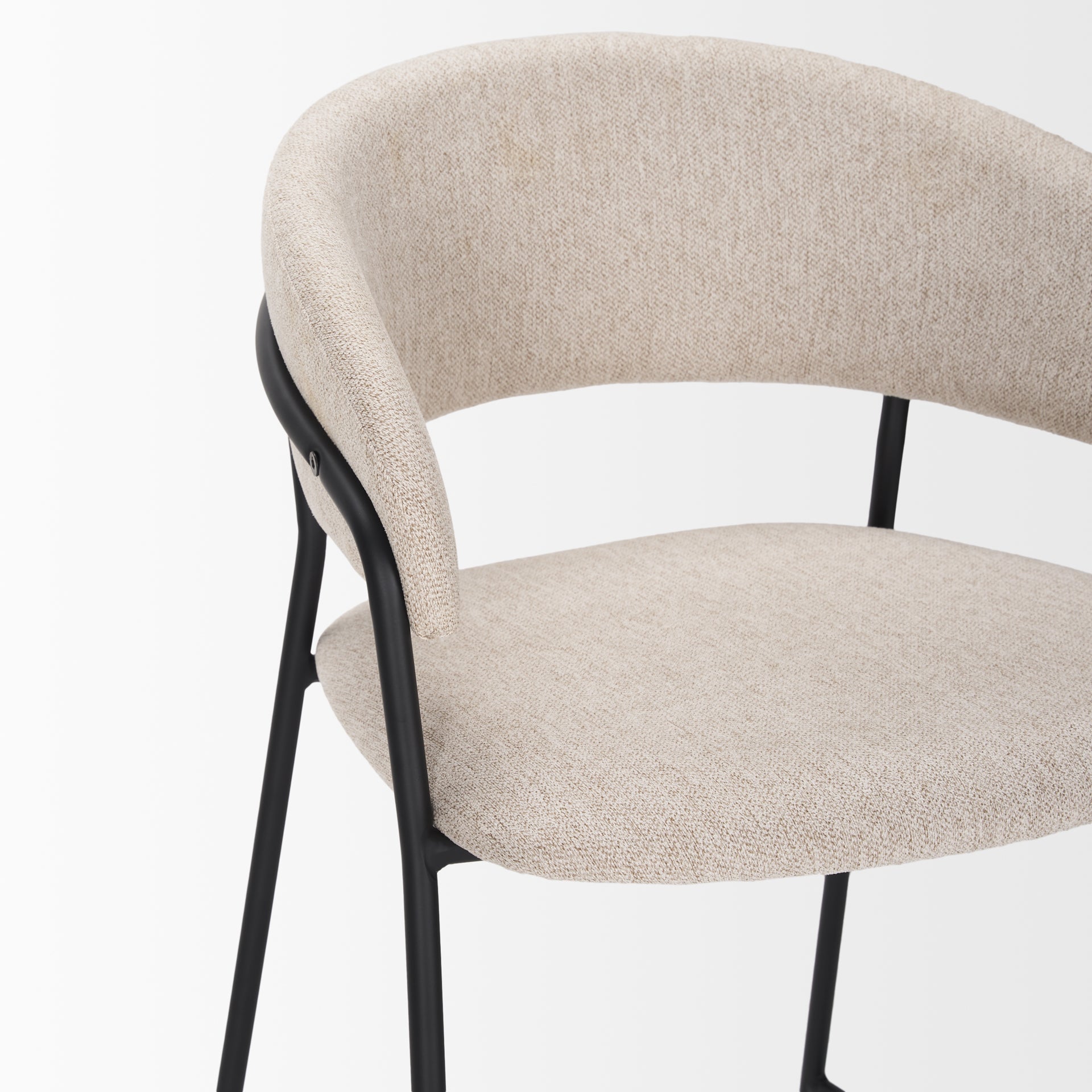 Carolyn Bar Stool w/ Oatmeal Fabric & Matte Black Metal - Central Designs