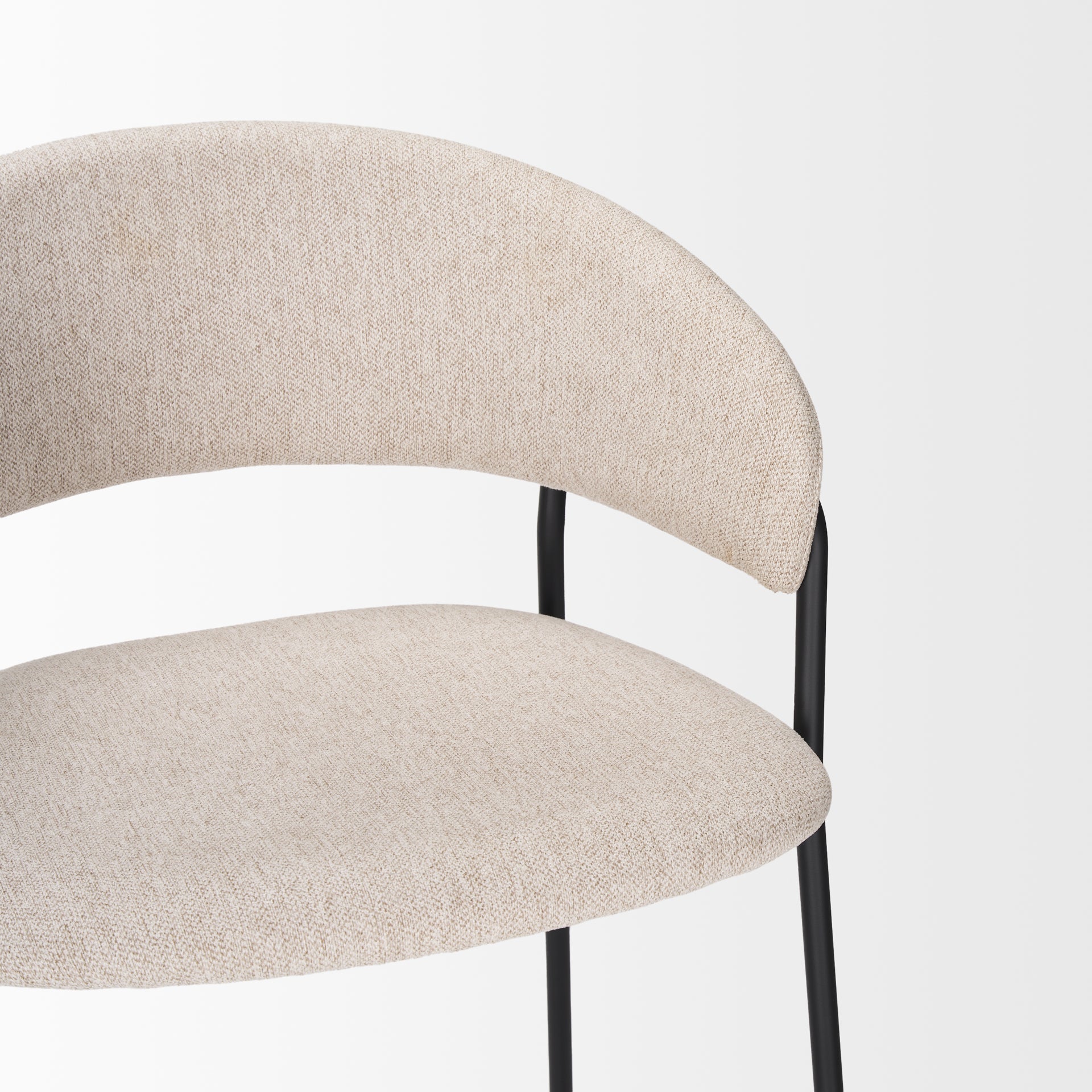 Carolyn Bar Stool w/ Oatmeal Fabric & Matte Black Metal - Central Designs