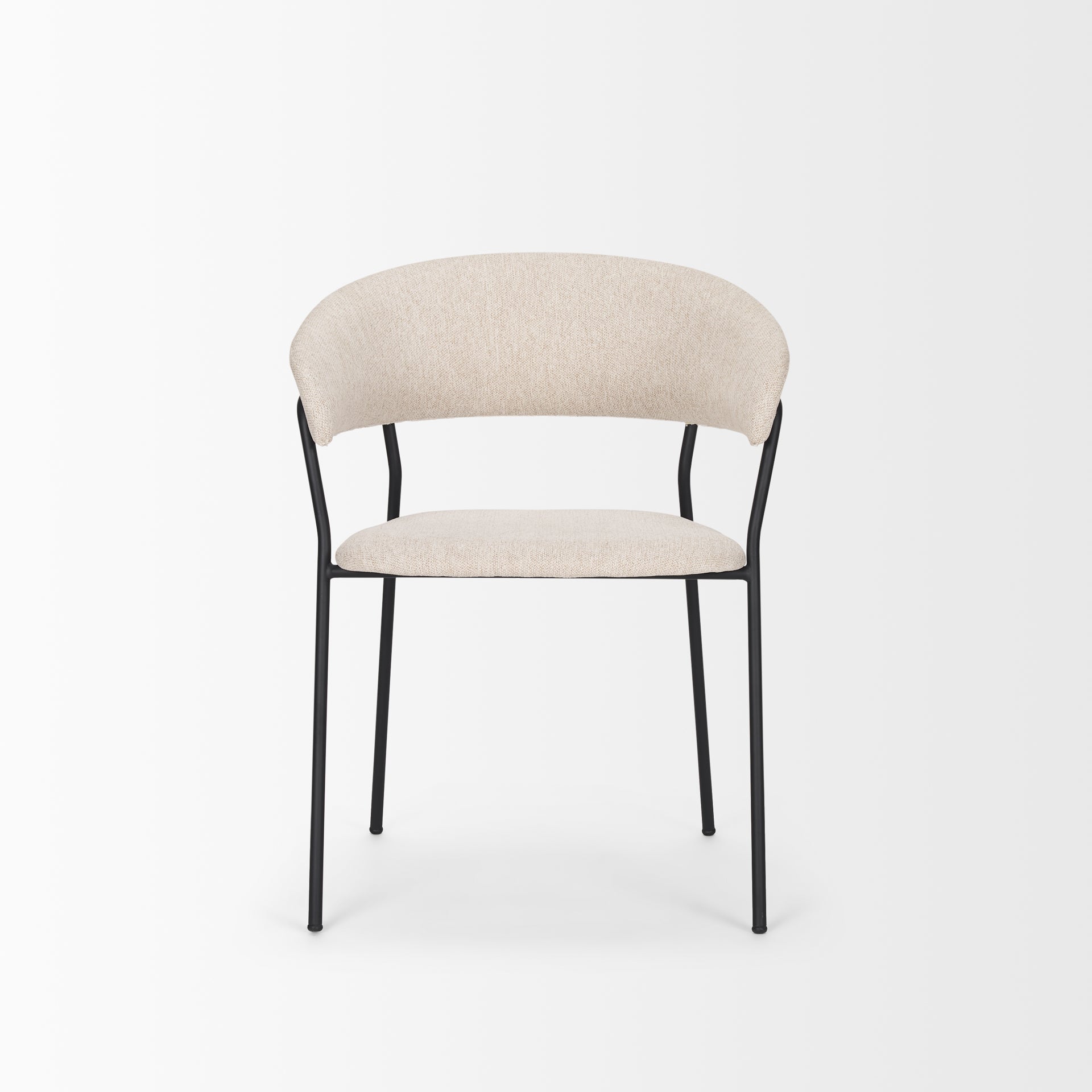 Carolyn Dining Chair w/ Oatmeal Fabric & Matte Black Metal - Central Designs
