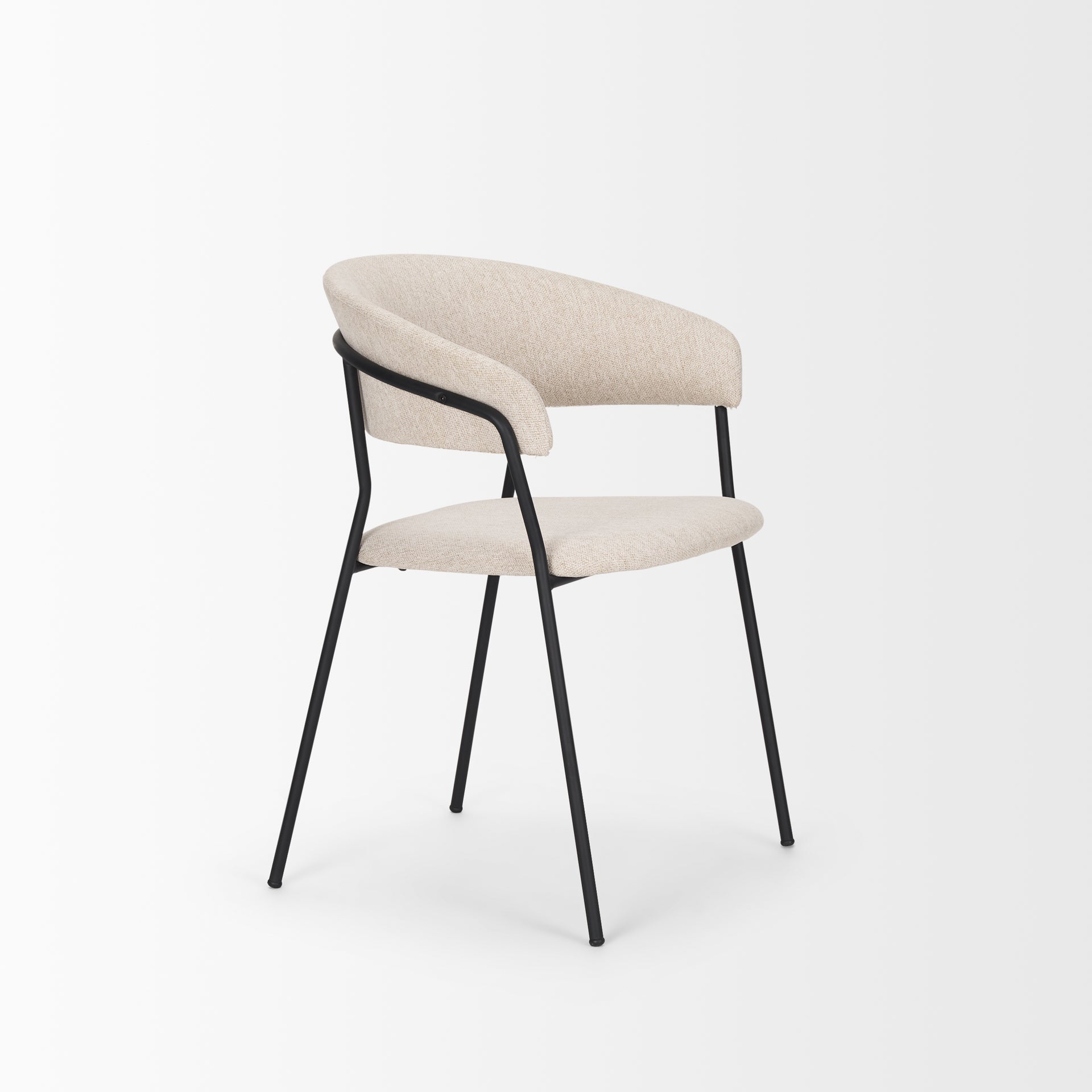 Carolyn Dining Chair w/ Oatmeal Fabric & Matte Black Metal - Central Designs
