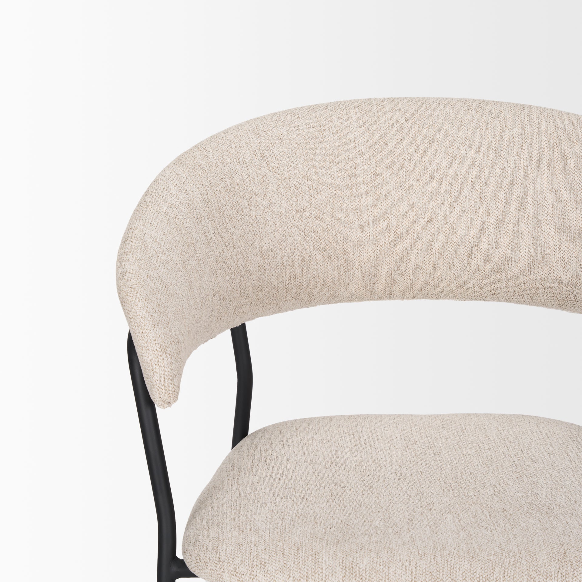 Carolyn Dining Chair w/ Oatmeal Fabric & Matte Black Metal - Central Designs