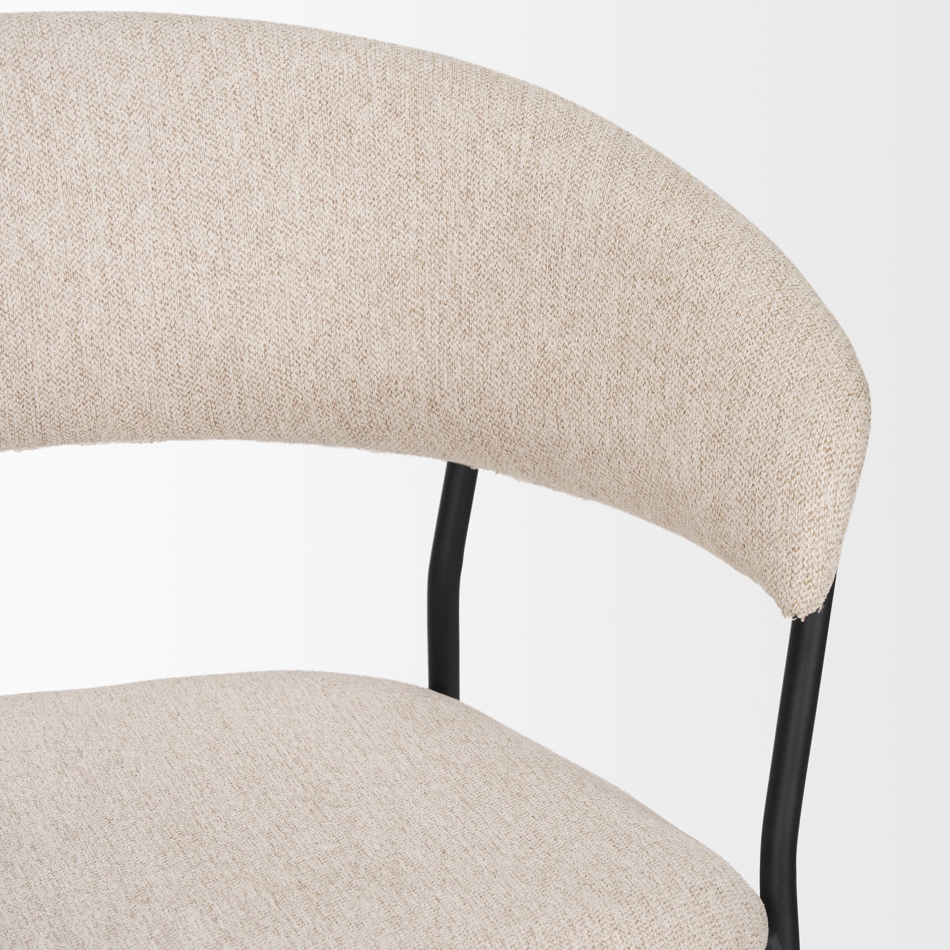 Carolyn Dining Chair w/ Oatmeal Fabric & Matte Black Metal - Central Designs