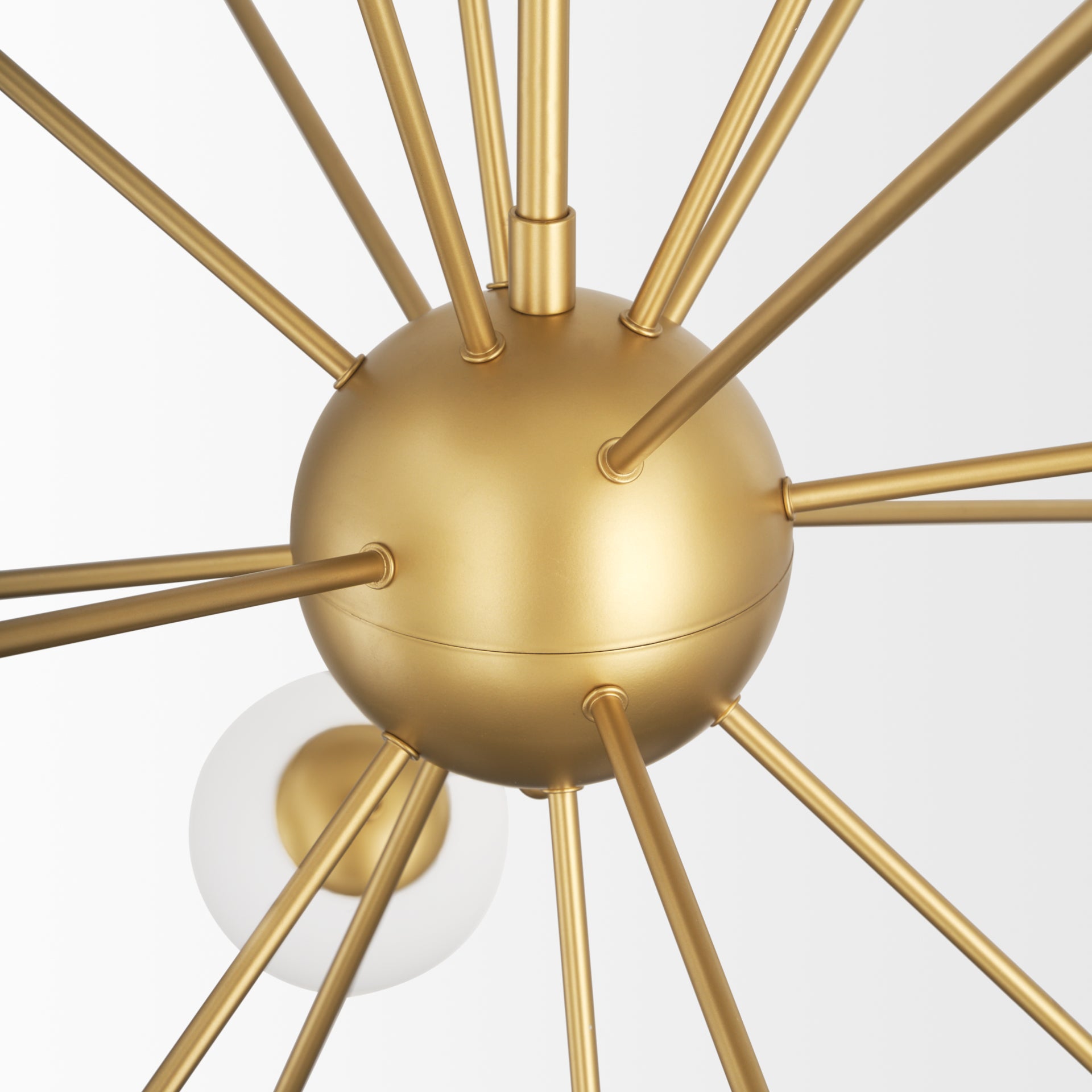 Barbara Brushed Gold Metal w/ Frosted Glass Globes 18 - Light Chandelier - Central Designs