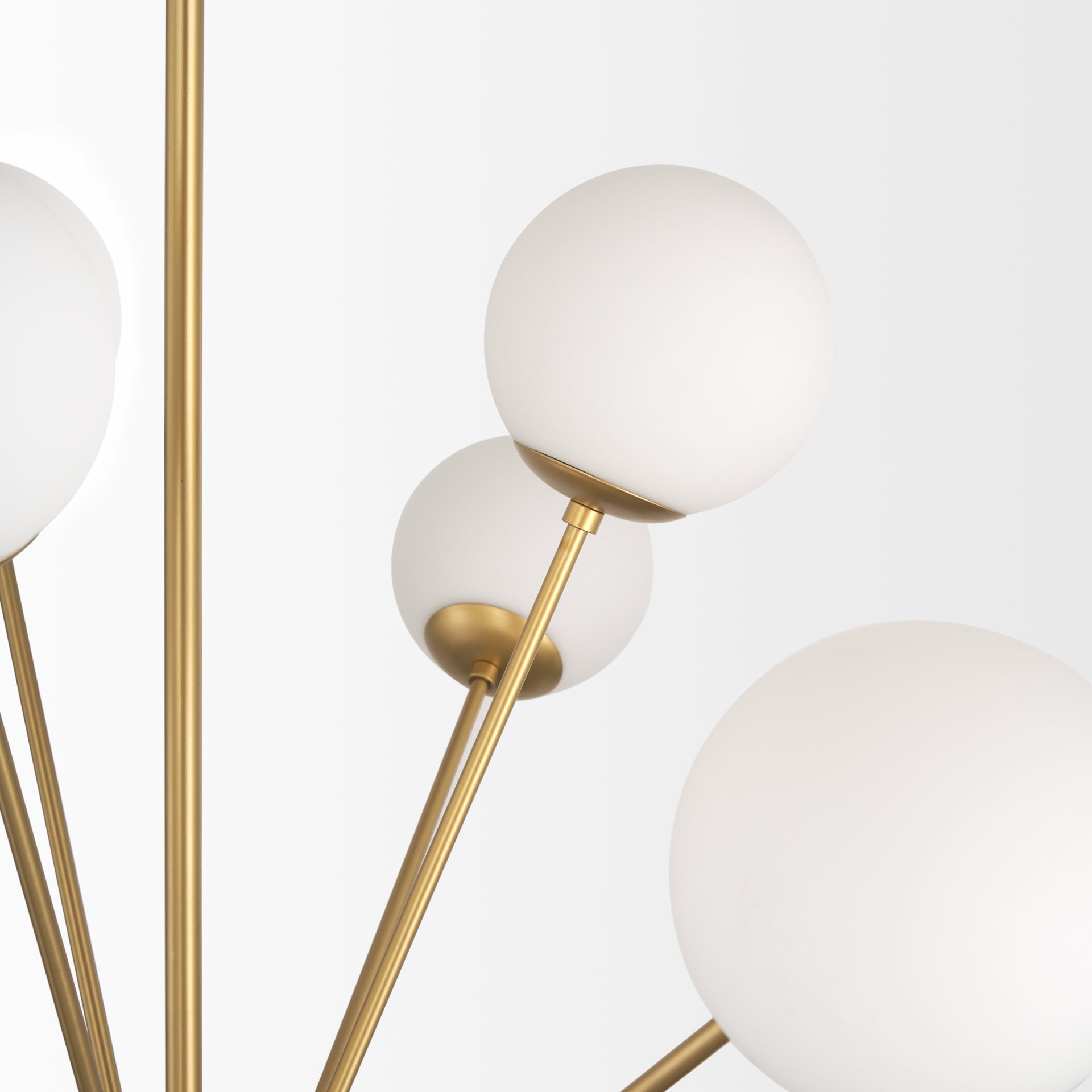 Barbara Brushed Gold Metal w/ Frosted Glass Globes 18 - Light Chandelier - Central Designs