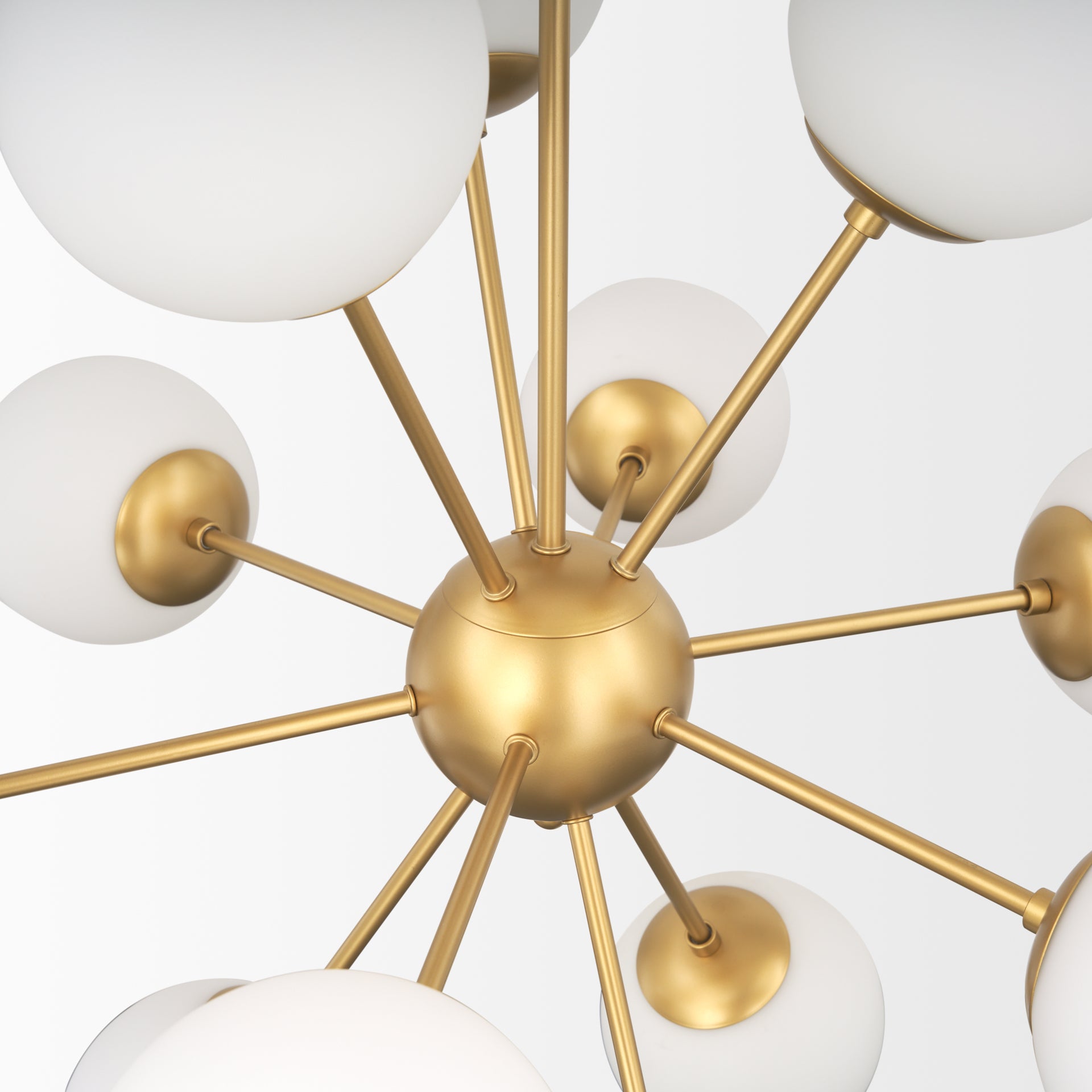 Barbara Brushed Gold Metal w/ Frosted Glass Globes 11 - Light Chandelier - Central Designs