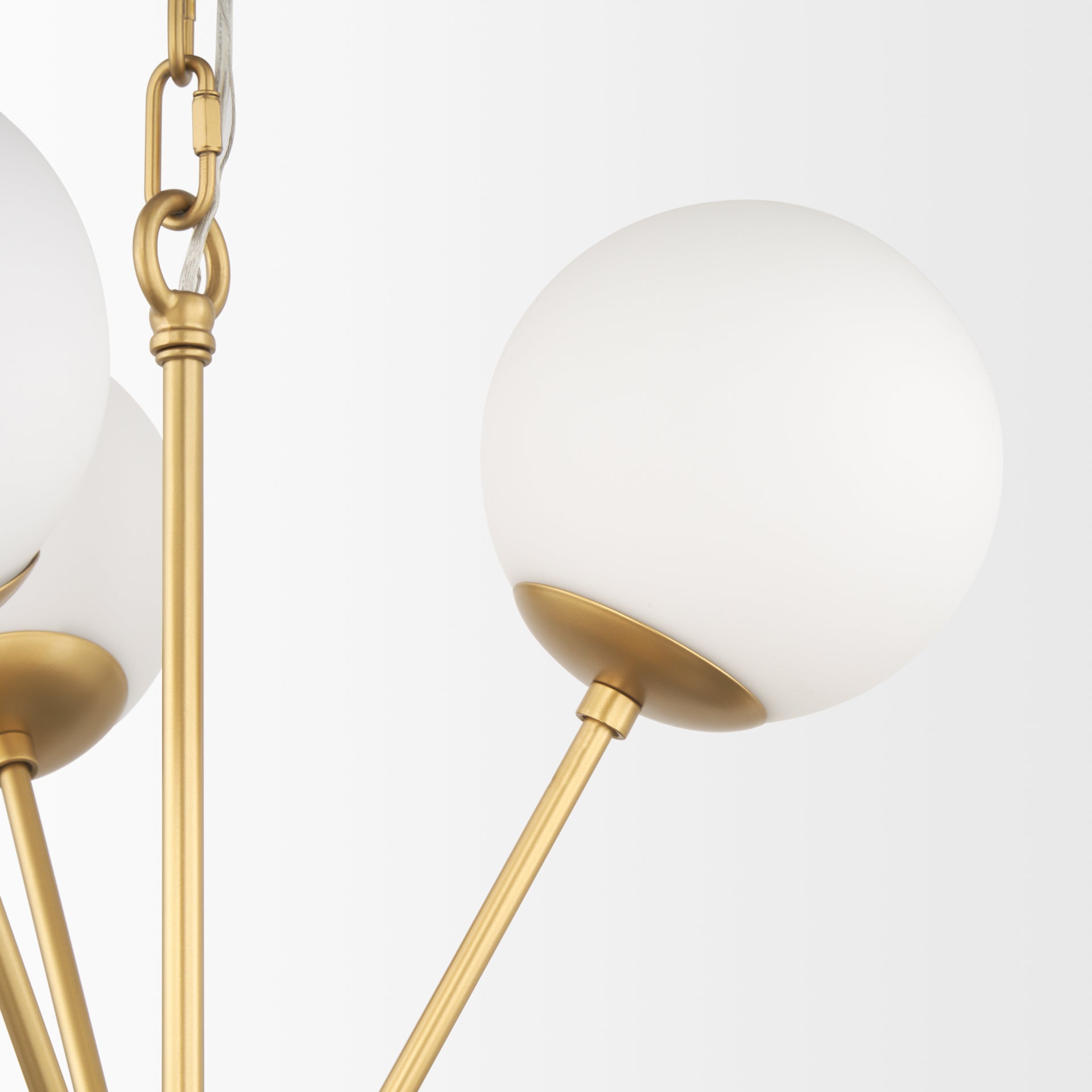 Barbara Brushed Gold Metal w/ Frosted Glass Globes 11 - Light Chandelier - Central Designs