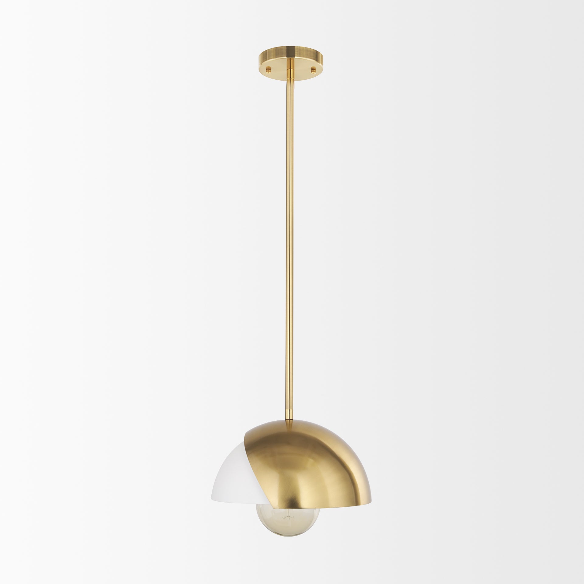 Cybill Brushed Brass w/ White Metal Shade 1 - Light Wall Pendant - Central Designs