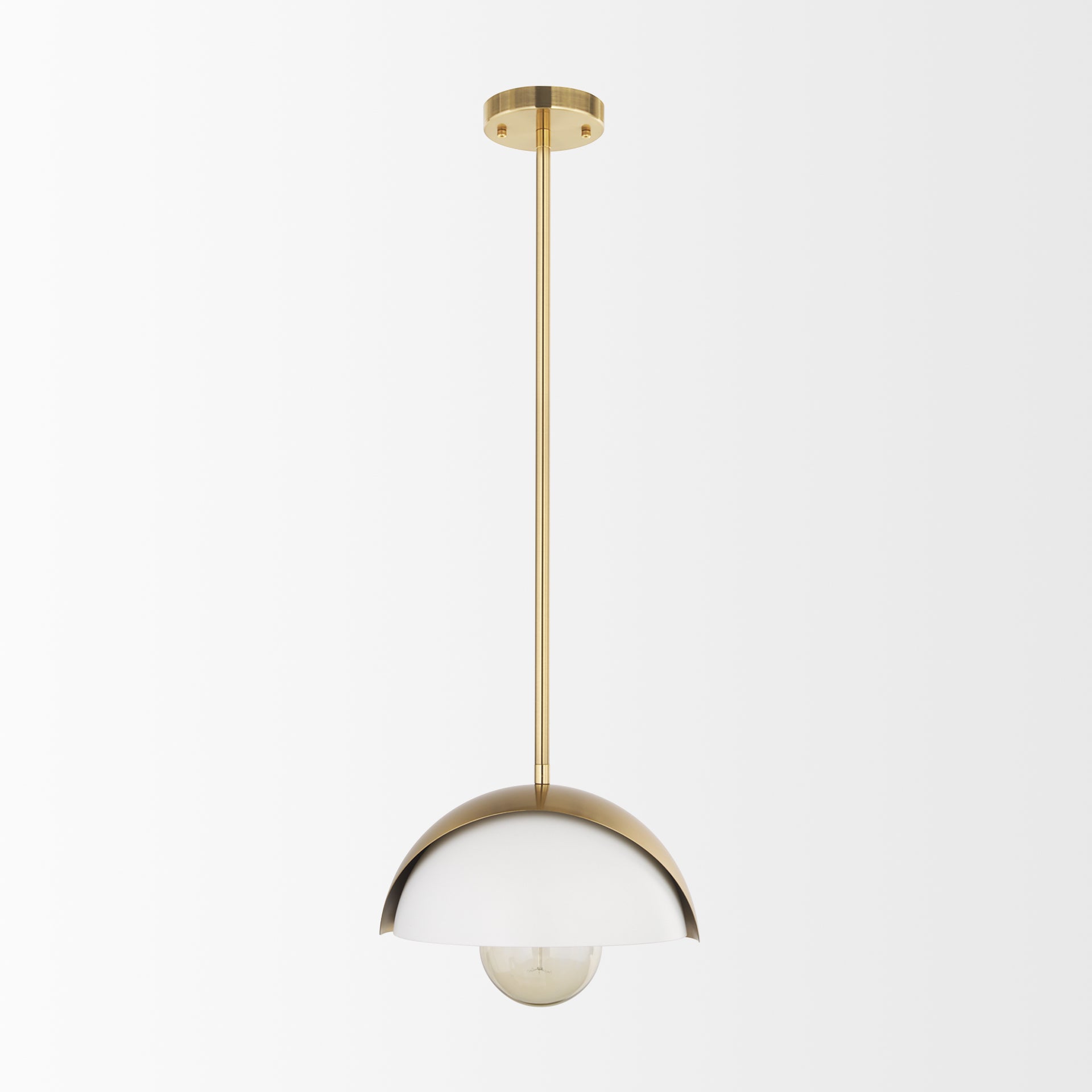Cybill Brushed Brass w/ White Metal Shade 1 - Light Wall Pendant - Central Designs