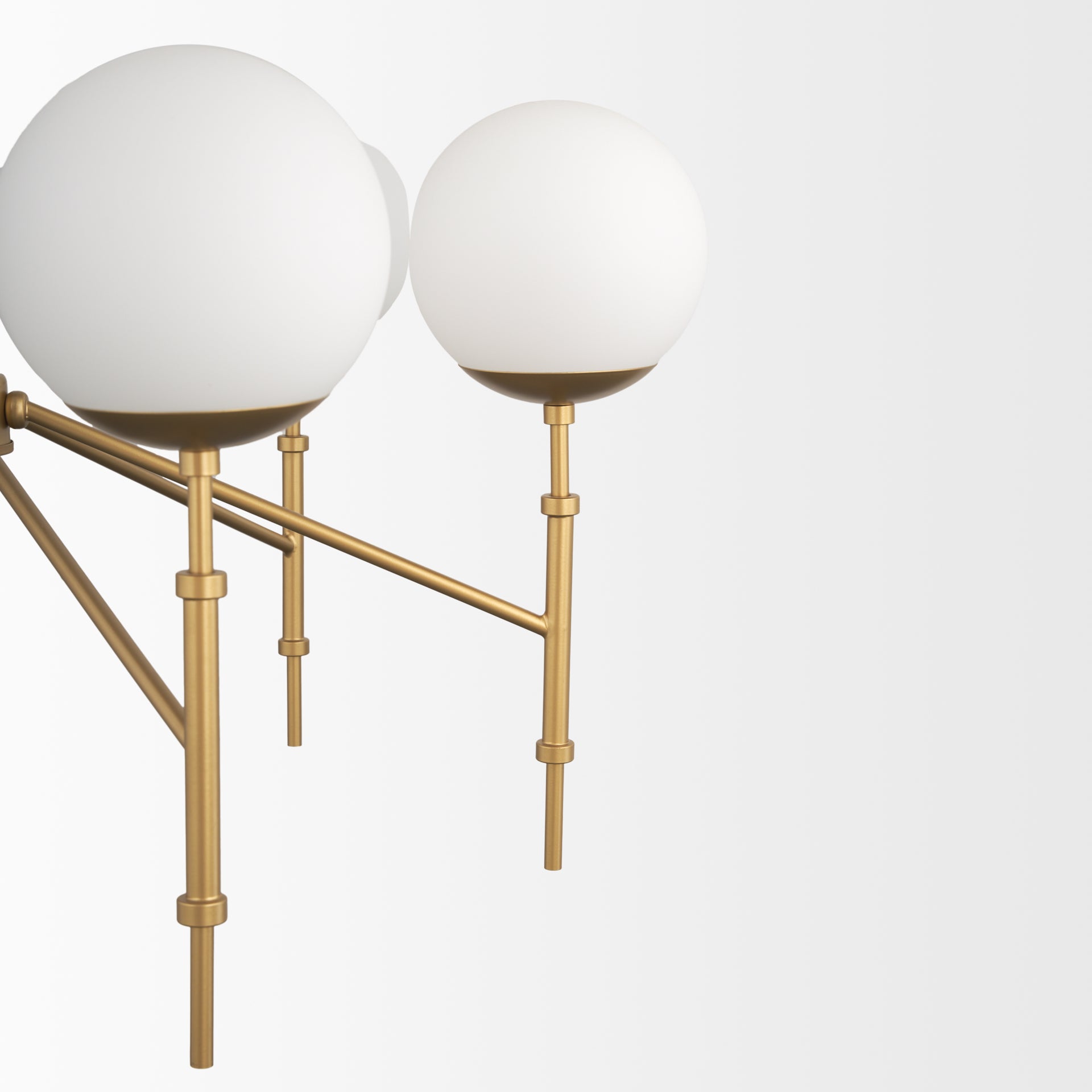 Edie Brushed Gold Metal w/ Frosted Glass Globes 6 - Light Chandelier - Central Designs