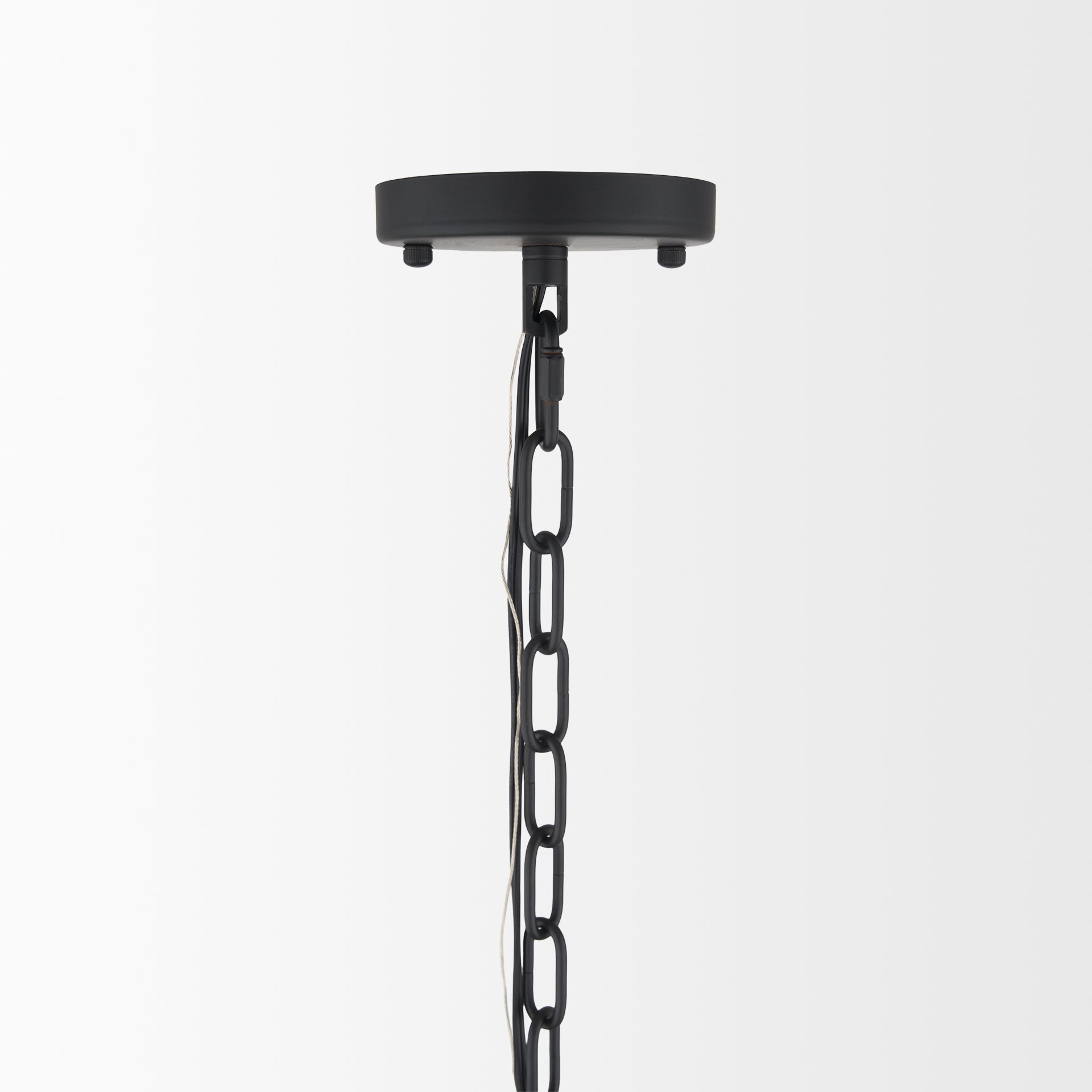 Edie Matte Black Metal w/ Frosted Glass Globes 6 - Light Chandelier - Central Designs