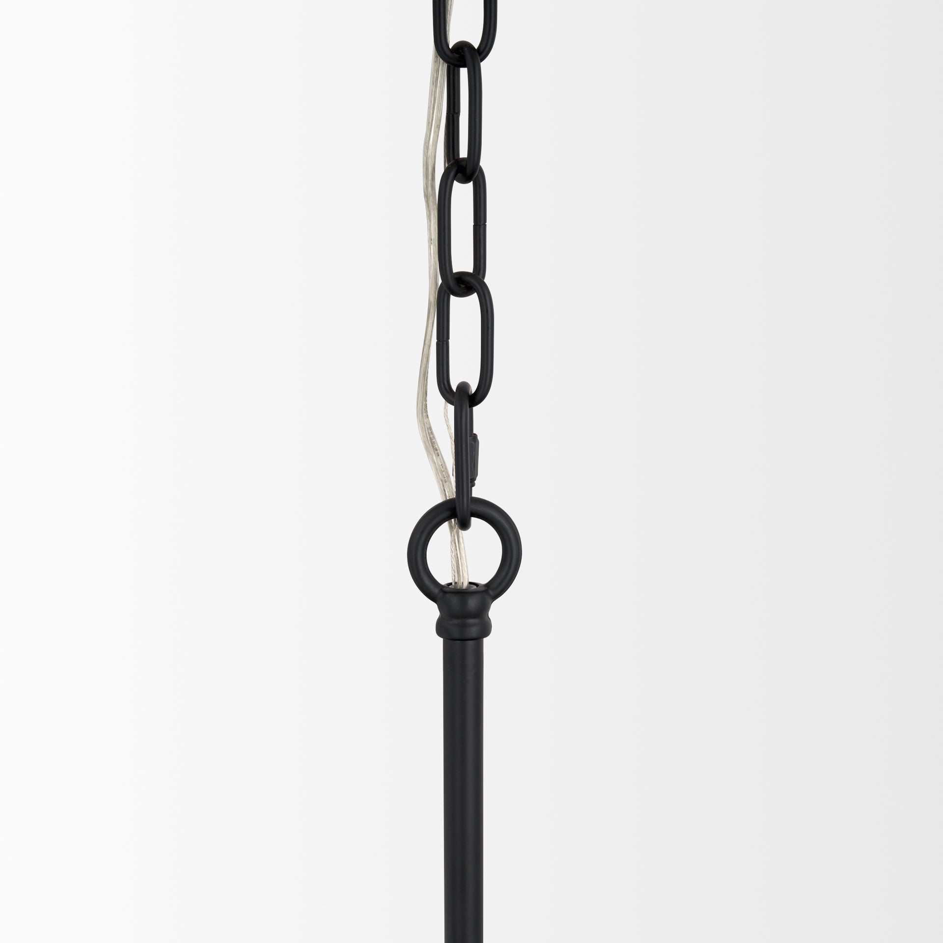 Edie Matte Black Metal w/ Frosted Glass Globes 6 - Light Chandelier - Central Designs