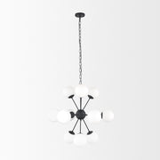 Barbara Matte Black Metal w/ Frosted Glass Globes 11 - Light Chandelier - Central Designs