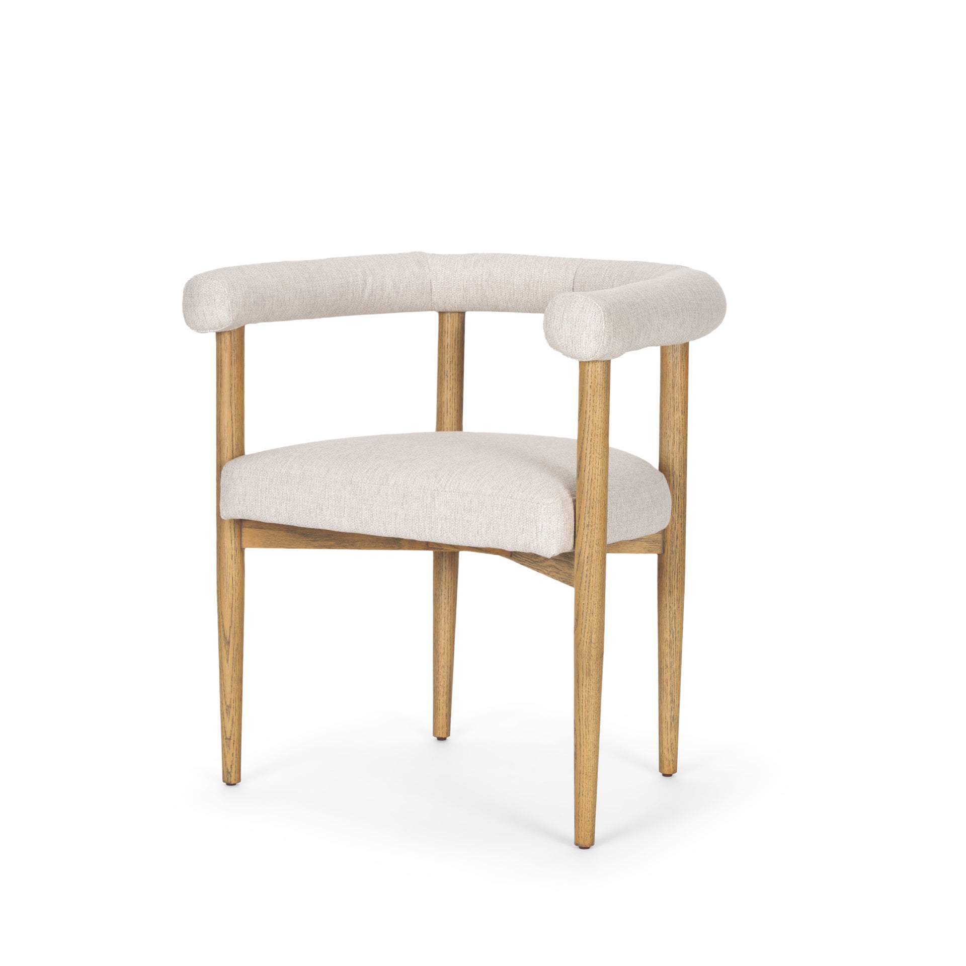 Arden Dining Chair w/ Medium Brown Wood and Cream Twill Fabric - Central Designs