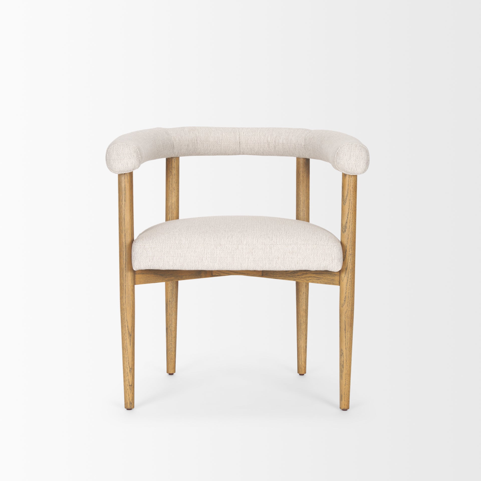 Arden Dining Chair w/ Medium Brown Wood and Cream Twill Fabric - Central Designs