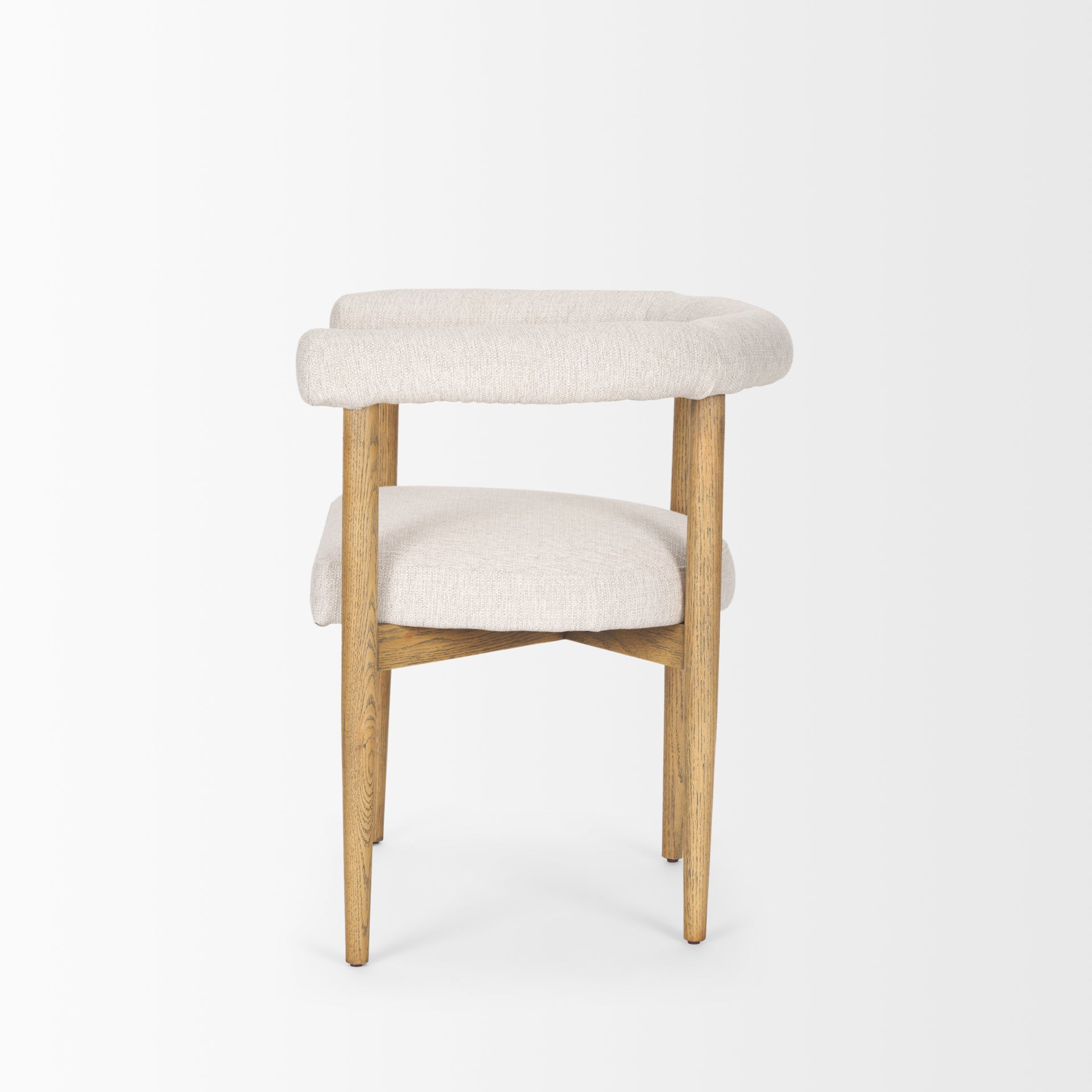 Arden Dining Chair w/ Medium Brown Wood and Cream Twill Fabric - Central Designs