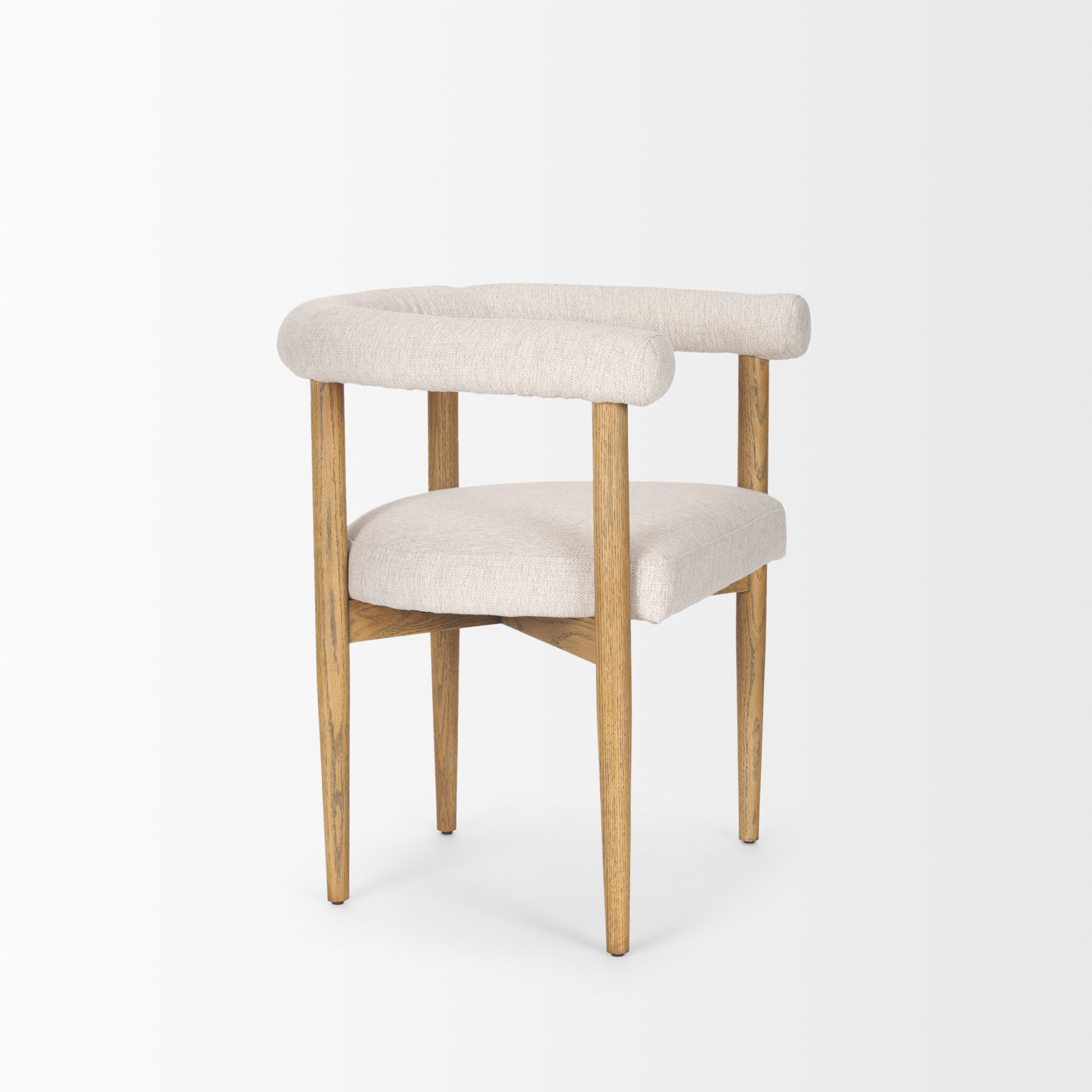 Arden Dining Chair w/ Medium Brown Wood and Cream Twill Fabric - Central Designs