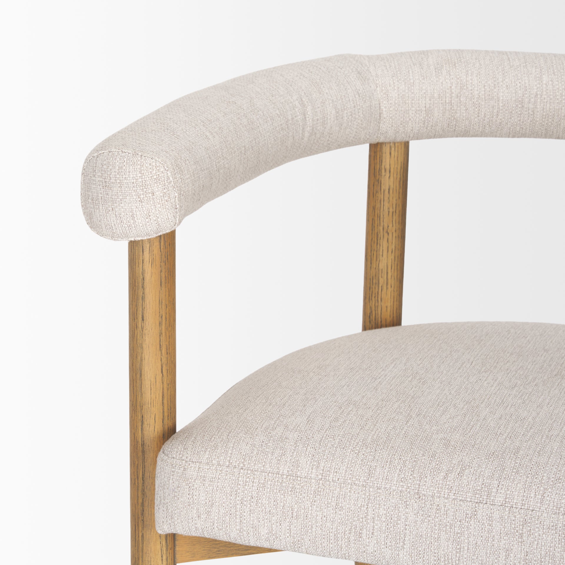 Arden Dining Chair w/ Medium Brown Wood and Cream Twill Fabric - Central Designs