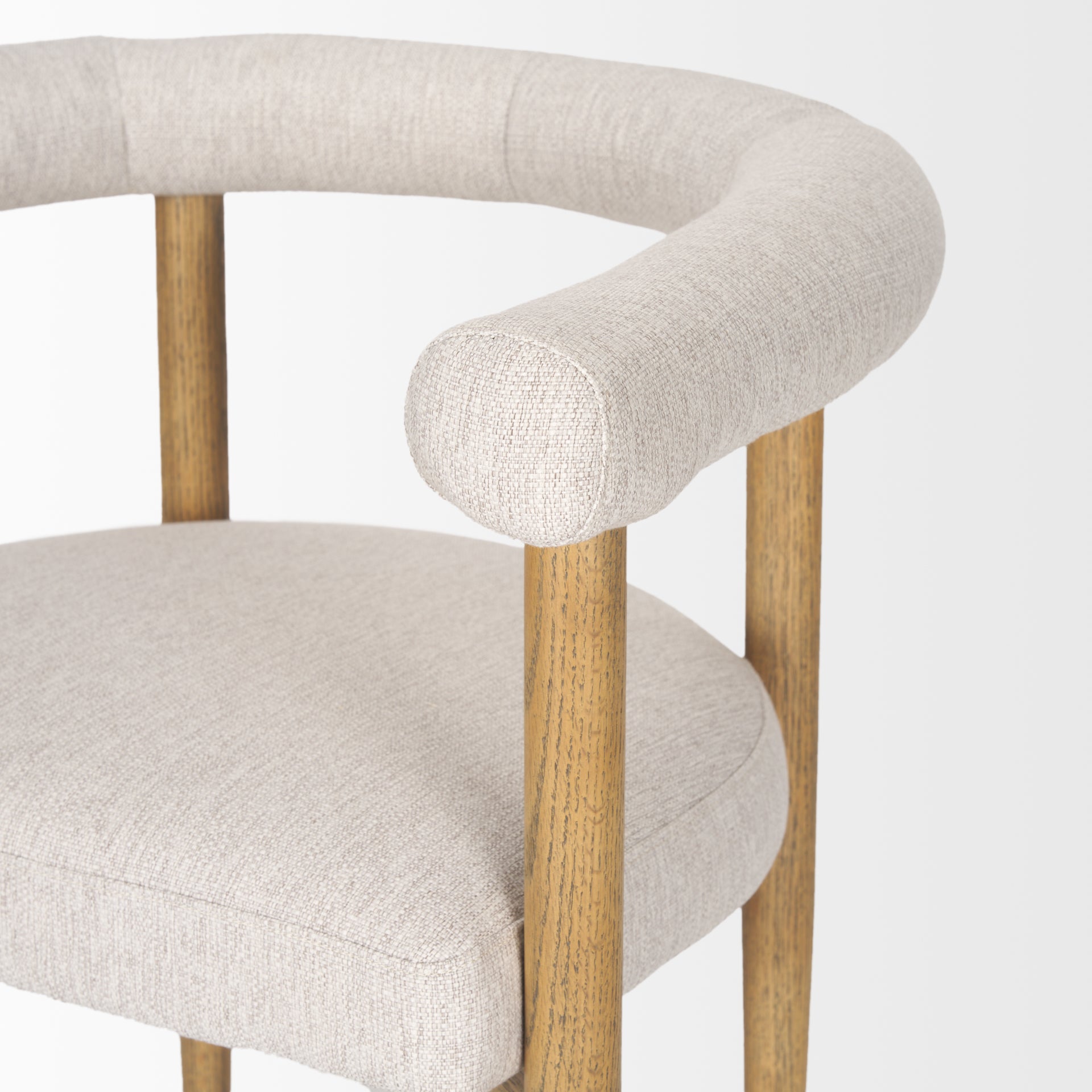 Arden Dining Chair w/ Medium Brown Wood and Cream Twill Fabric - Central Designs