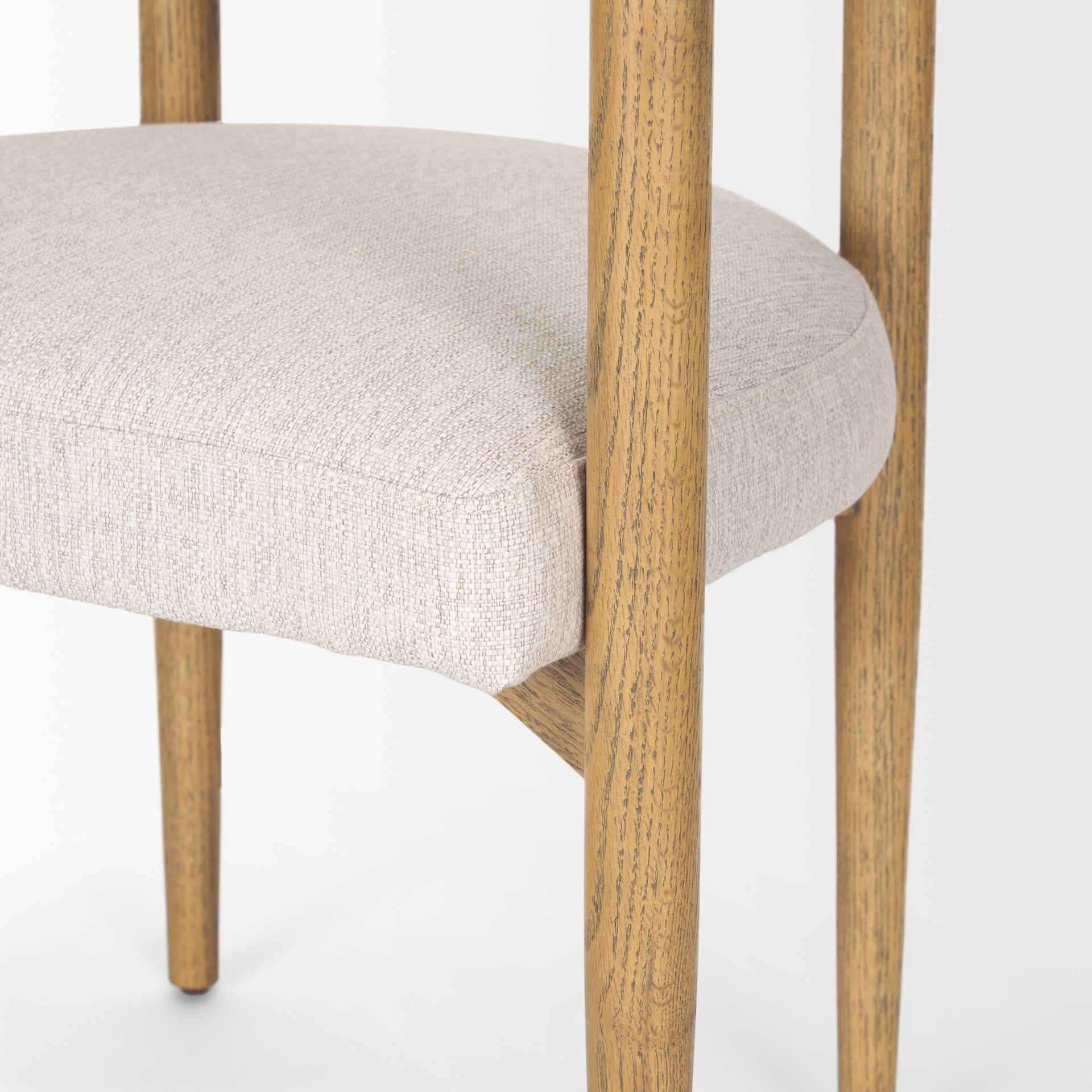 Arden Dining Chair w/ Medium Brown Wood and Cream Twill Fabric - Central Designs