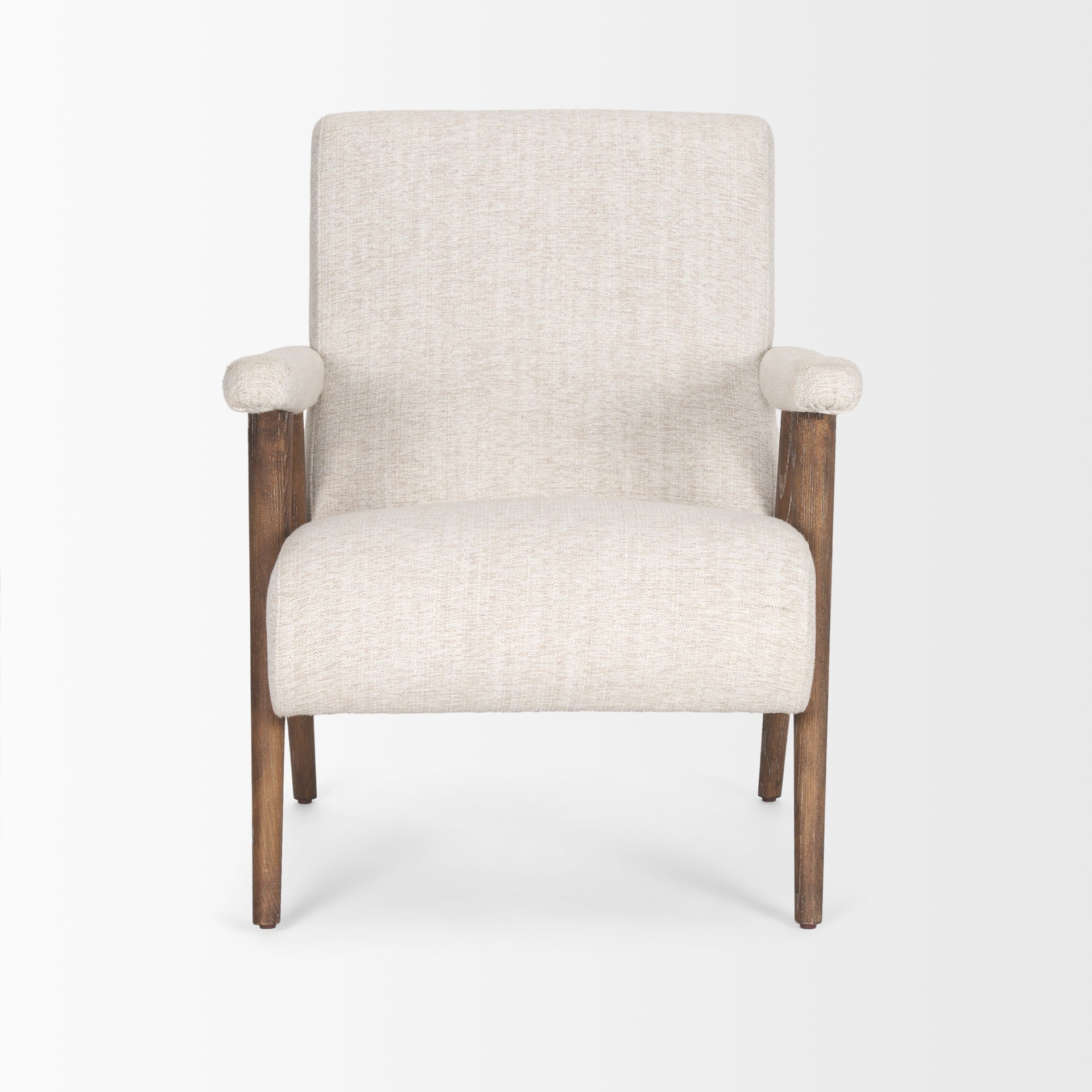 Nico Oatmeal Upholstered w/ Brown Wood Accent Chair - Central Designs