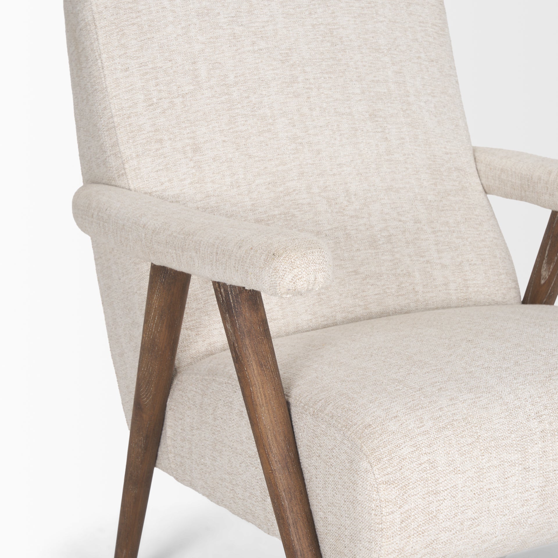 Nico Oatmeal Upholstered w/ Brown Wood Accent Chair - Central Designs