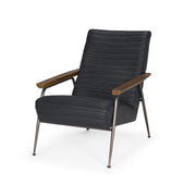 Grosjean Black Leather w/ Black Metal Frame Accent Chair - Central Designs