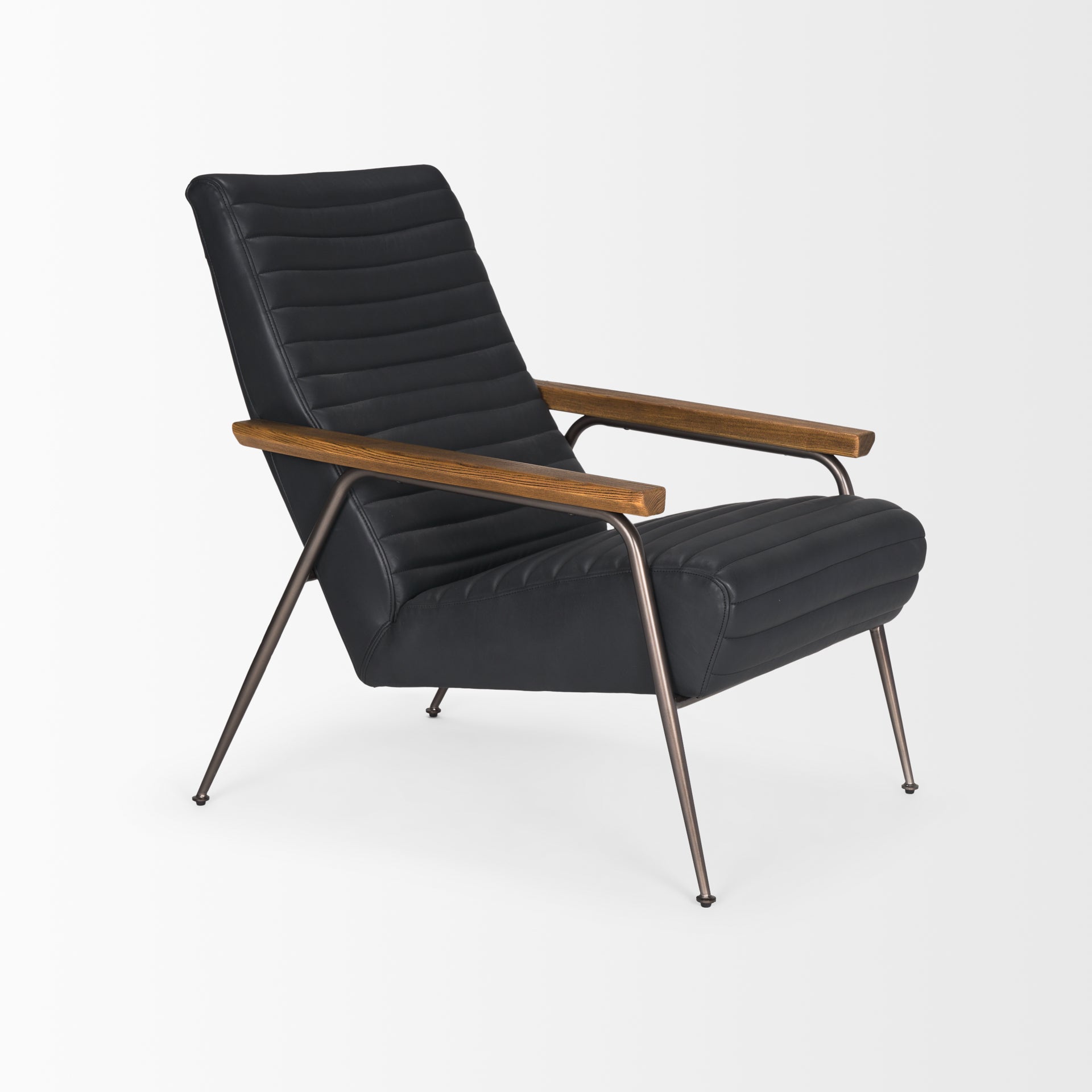 Grosjean Black Leather w/ Black Metal Frame Accent Chair - Central Designs