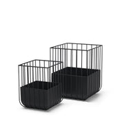 Verna Matte Black Wire Cage Metal Planters (Set of 2) - Central Designs