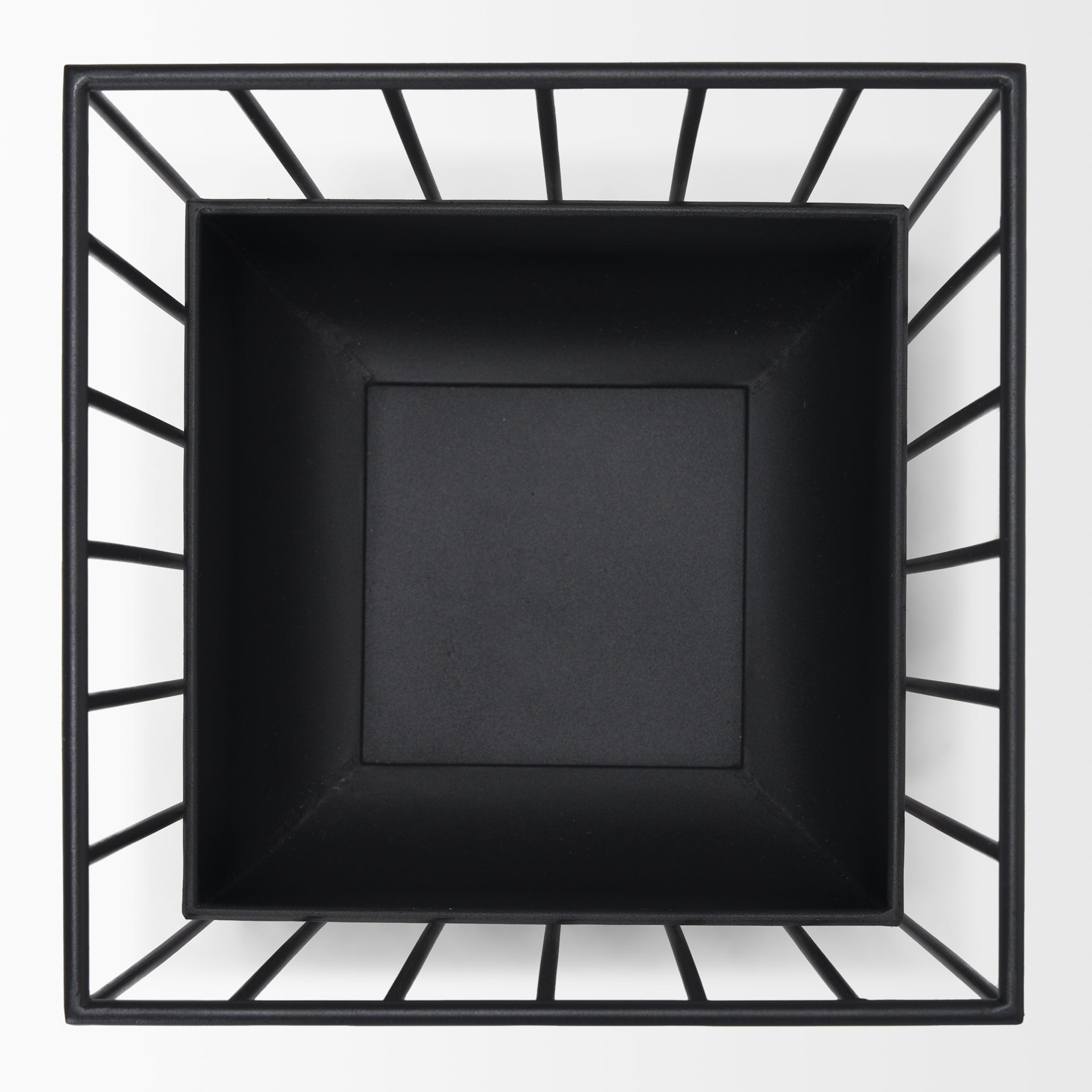 Verna Matte Black Wire Cage Metal Planters (Set of 2) - Central Designs