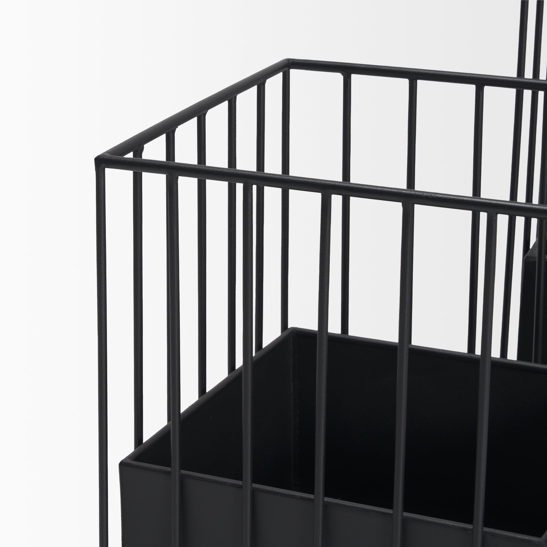 Verna Matte Black Wire Cage Metal Planters (Set of 2) - Central Designs