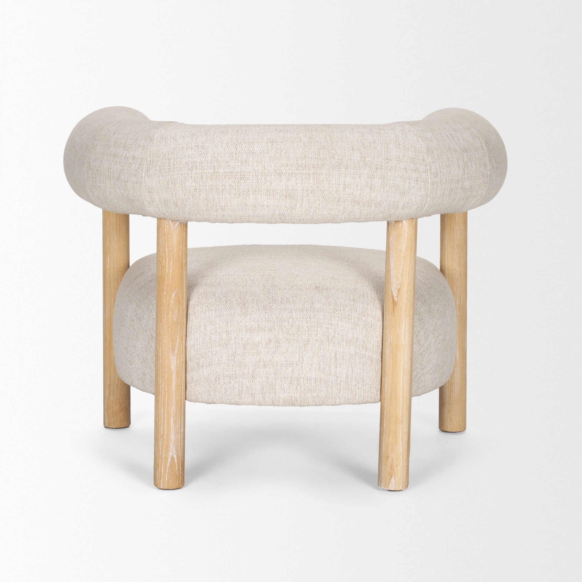 Gianna Open Back Light Brown Wood w/ Oatmeal Fabric Accent Chair - Central Designs