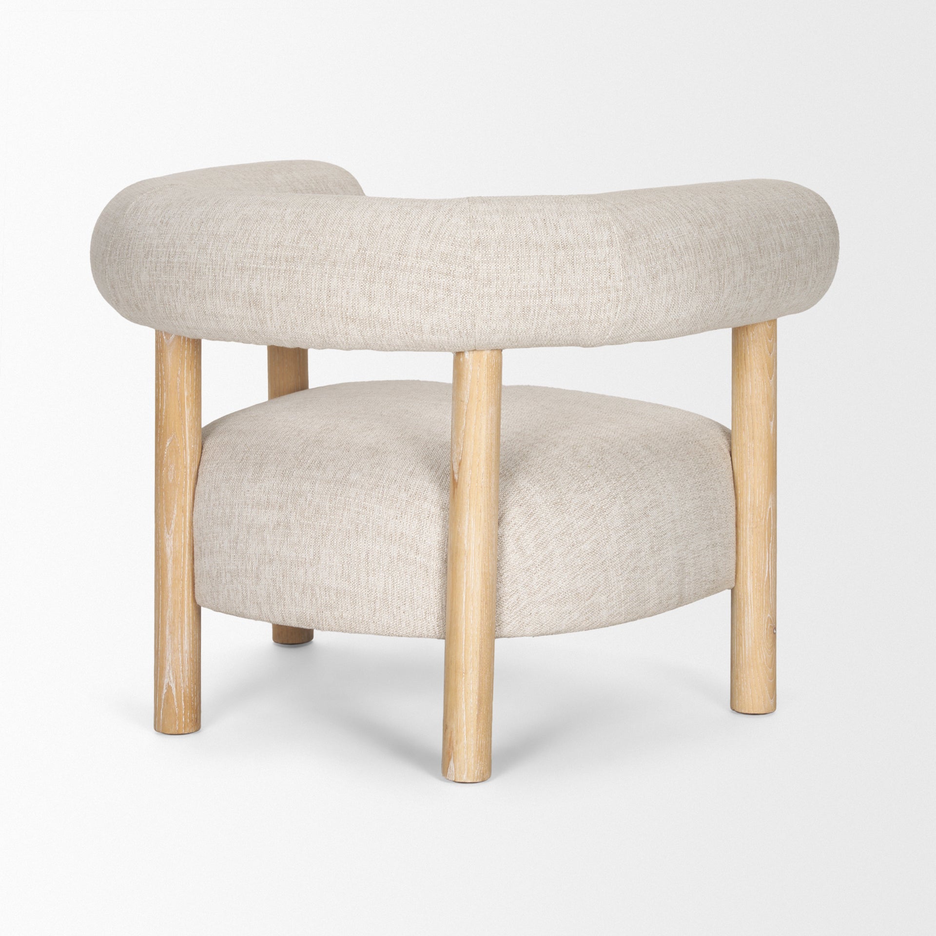 Gianna Open Back Light Brown Wood w/ Oatmeal Fabric Accent Chair - Central Designs