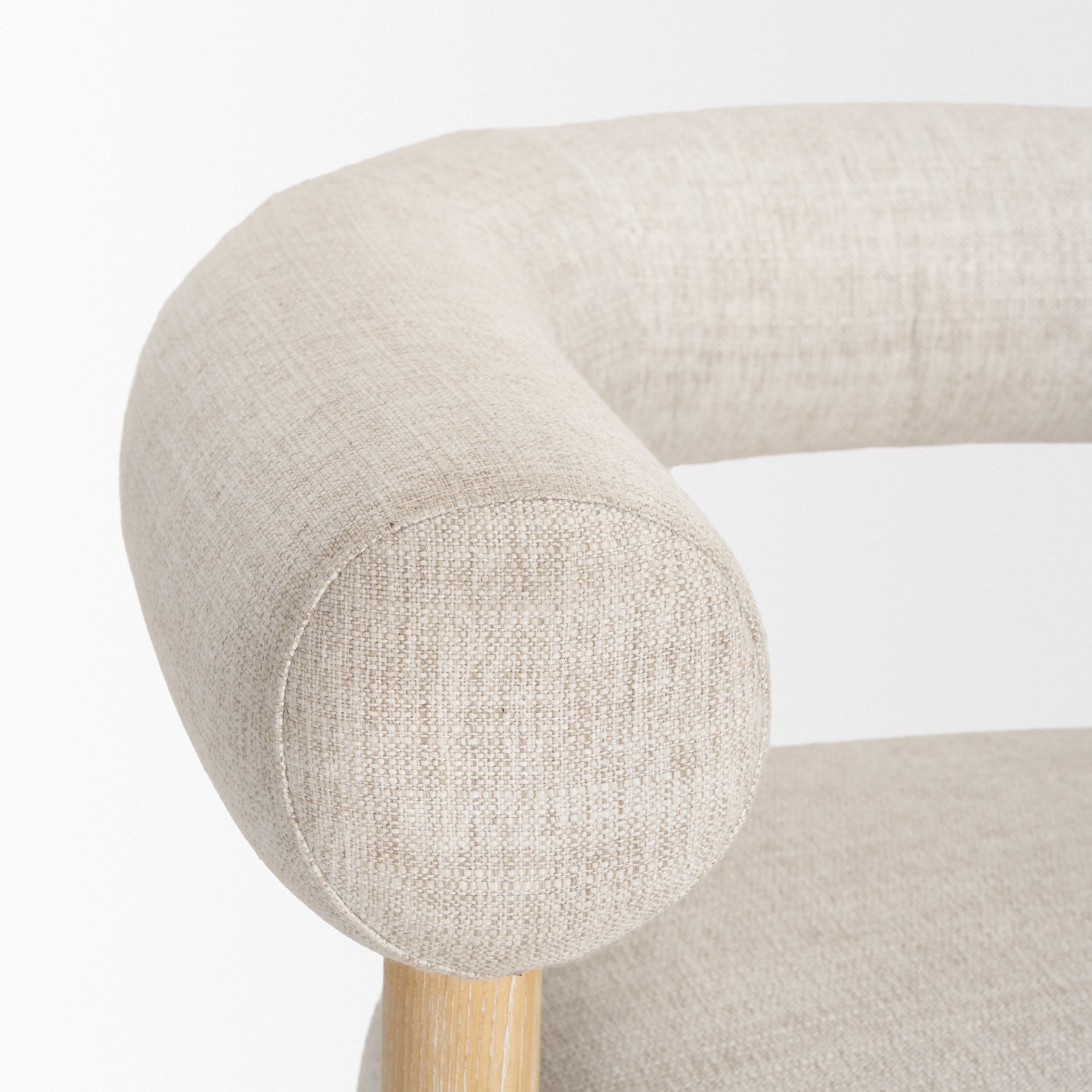 Gianna Open Back Light Brown Wood w/ Oatmeal Fabric Accent Chair - Central Designs