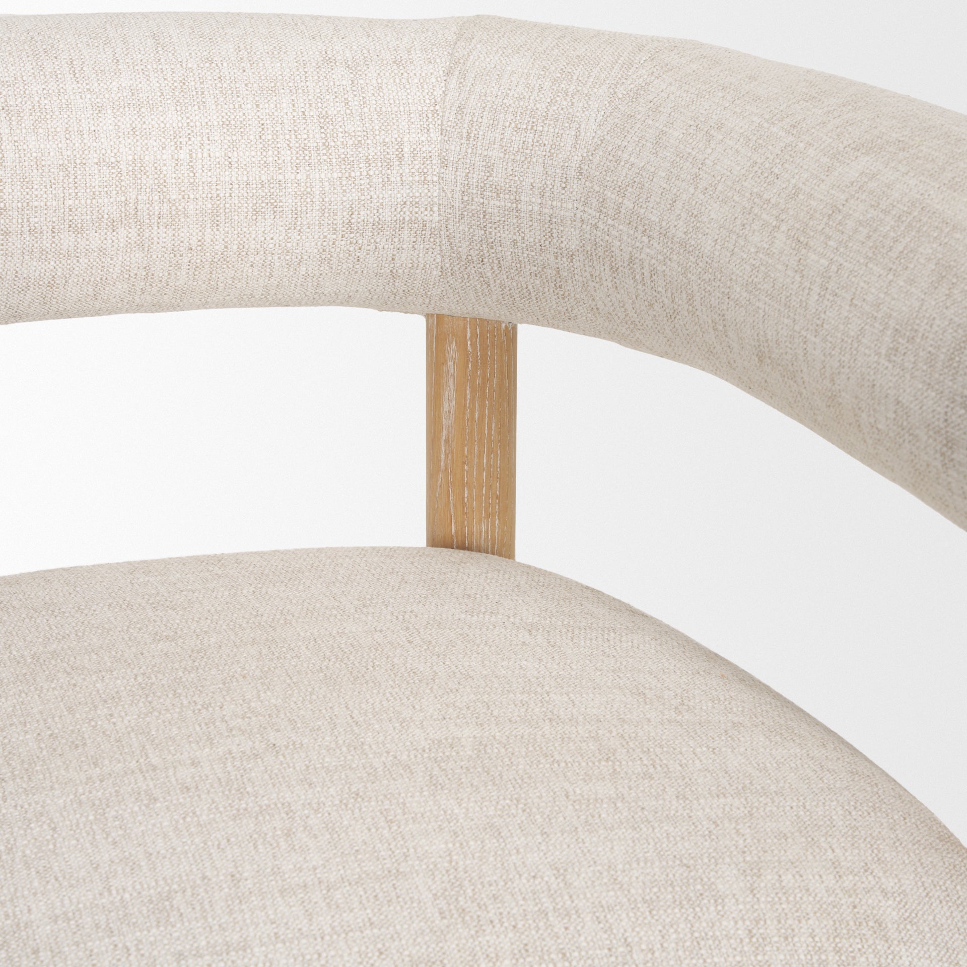 Gianna Open Back Light Brown Wood w/ Oatmeal Fabric Accent Chair - Central Designs