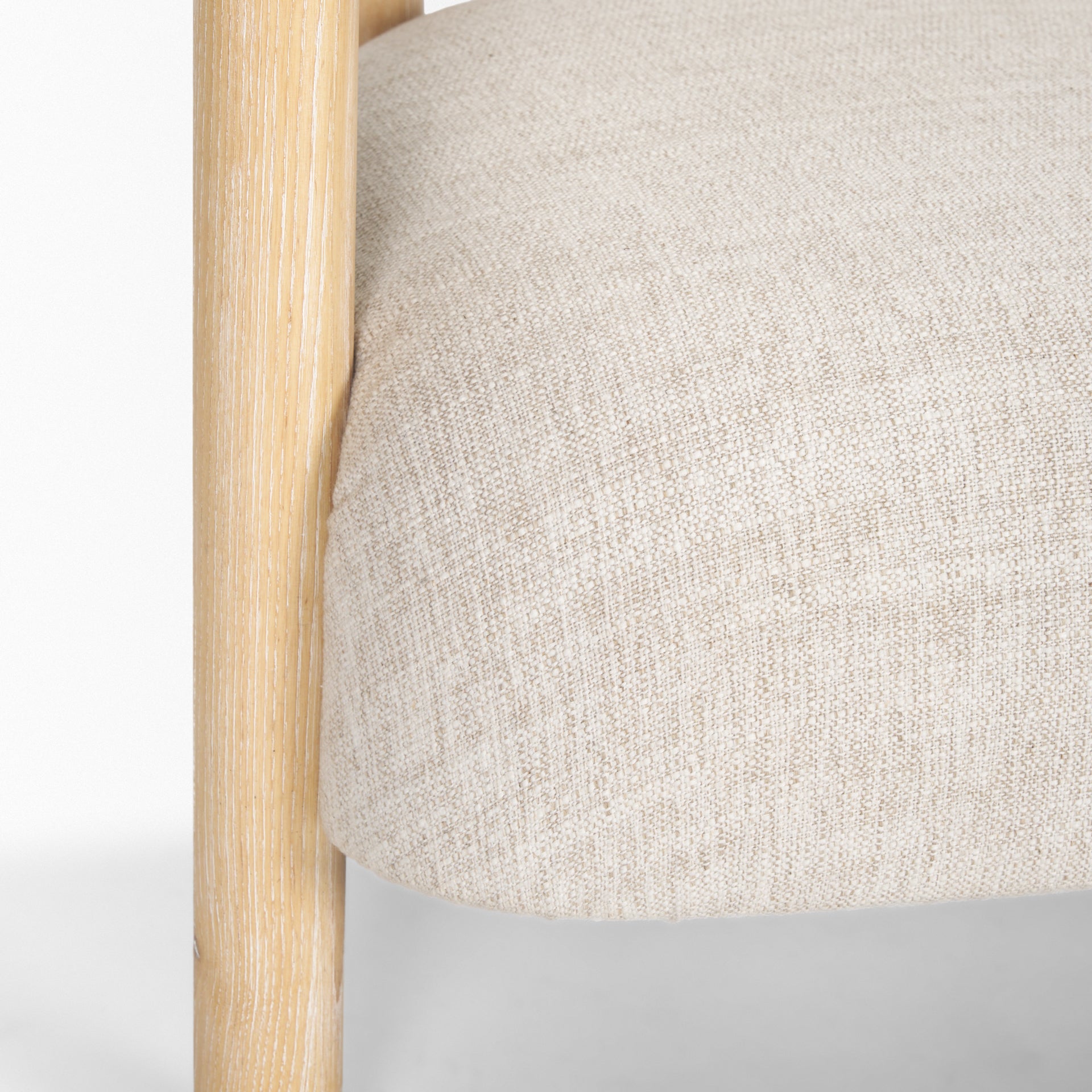 Gianna Open Back Light Brown Wood w/ Oatmeal Fabric Accent Chair - Central Designs