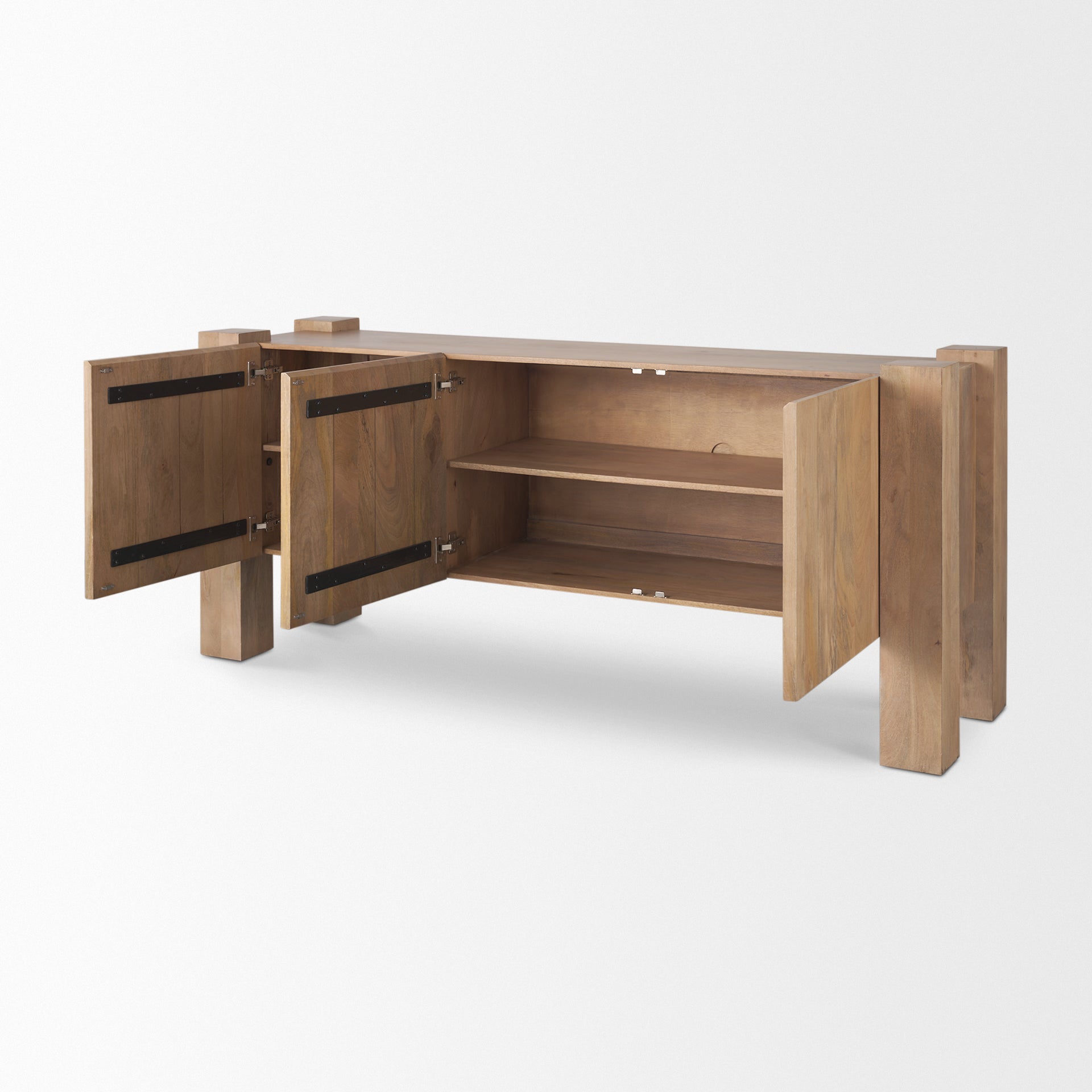 Beth Light Brown Wood w/ 3 Doors Sideboard - Central Designs