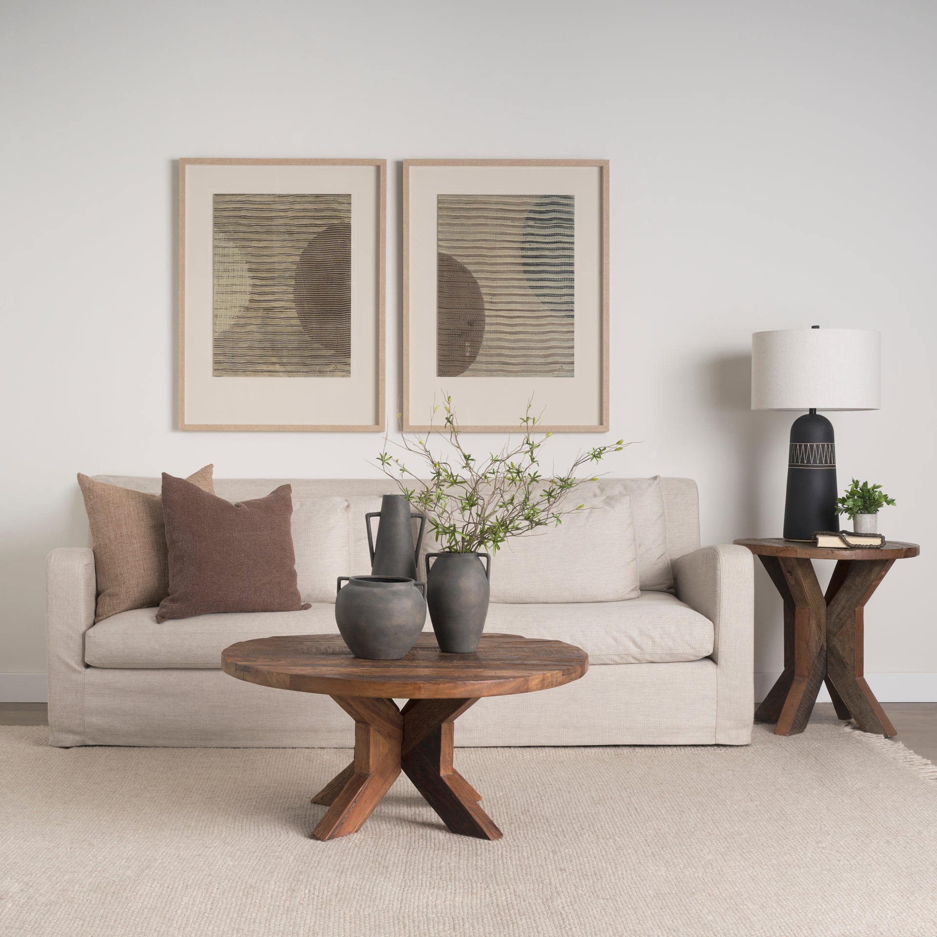 Kilian Short Brown - Gray Double Ear Vase - Central Designs