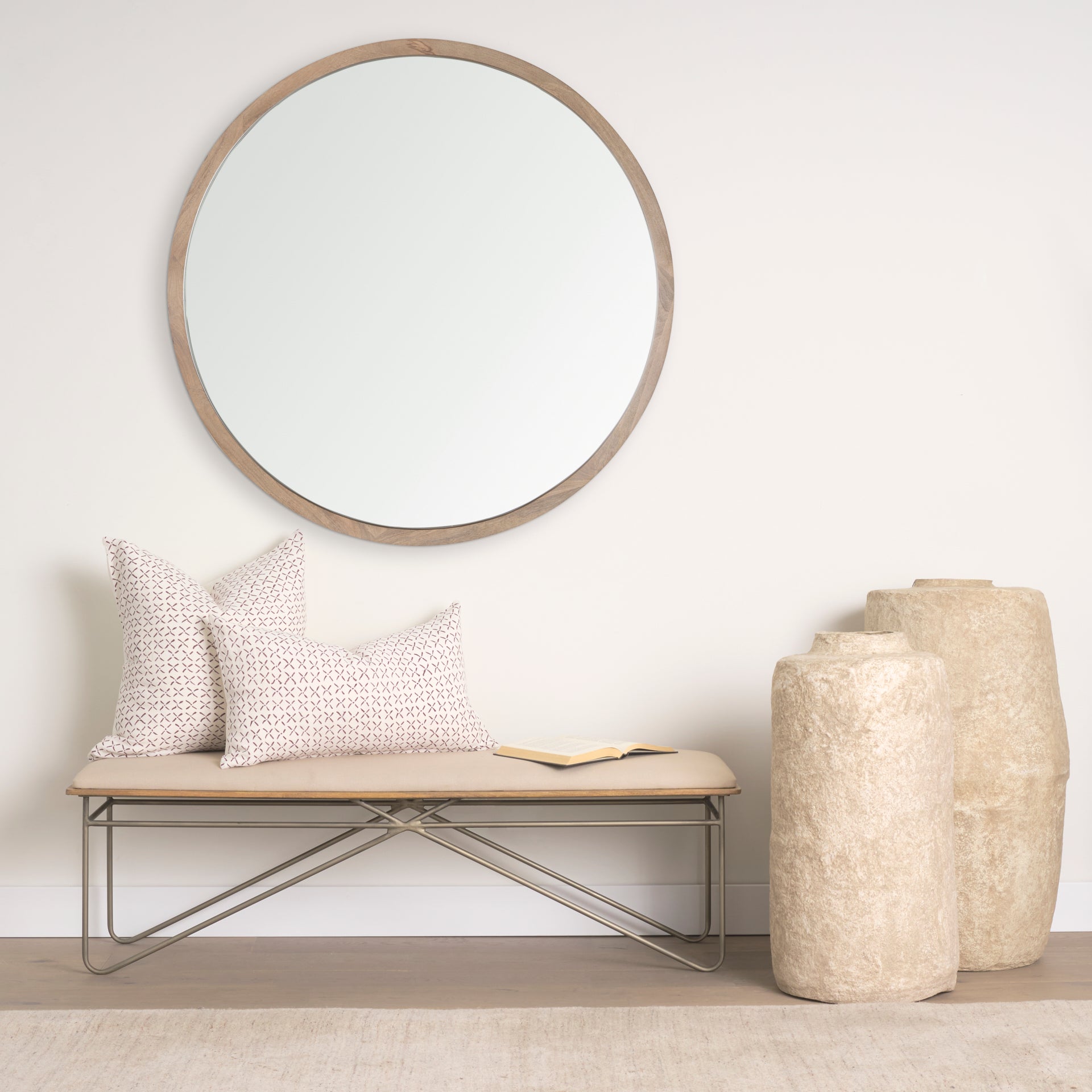 Jayden Cream w/ Merlot Print Linen Lumbar Decorative Pillow Cover - Central Designs