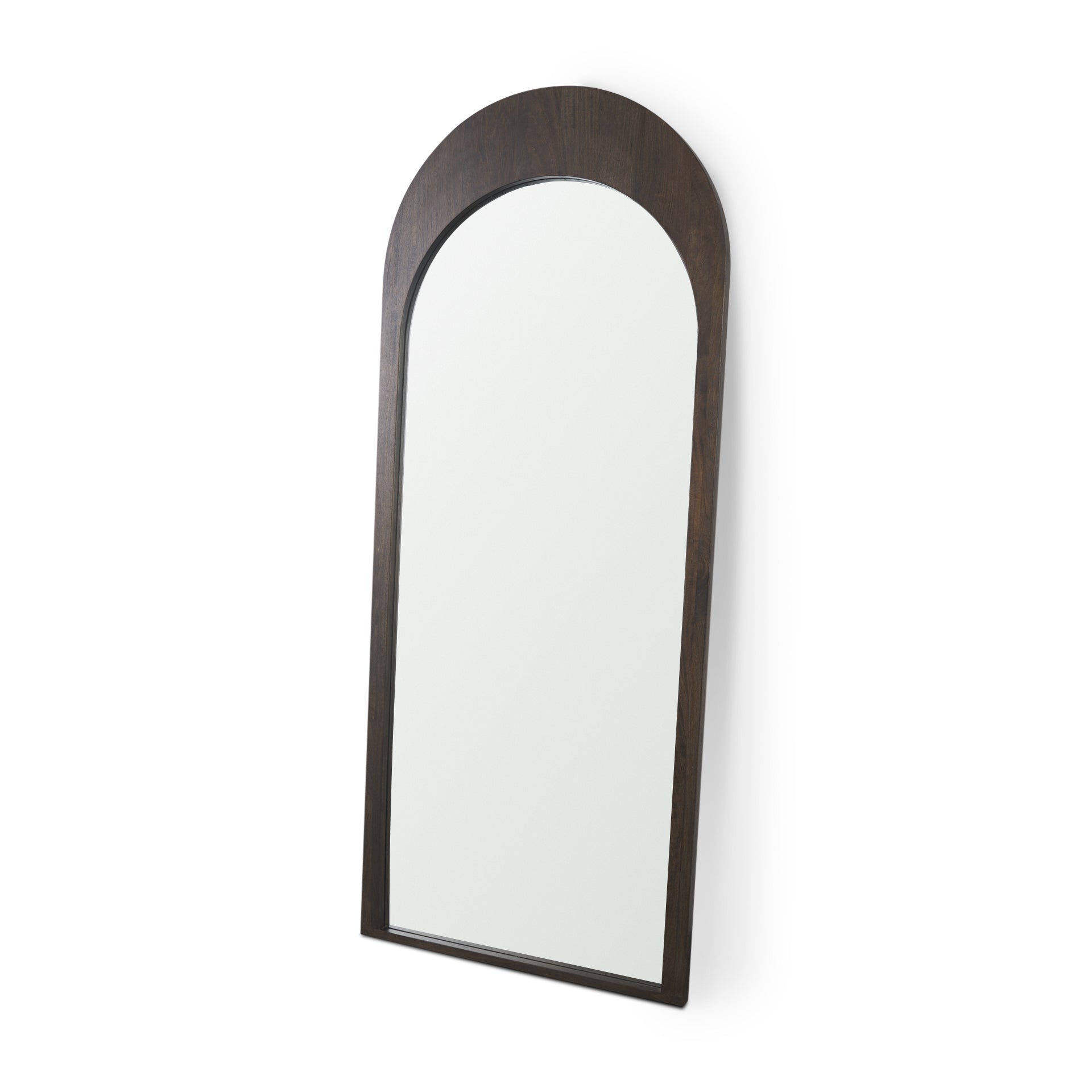 Celeste Dark Brown Wood Arched Floor Mirror - Central Designs
