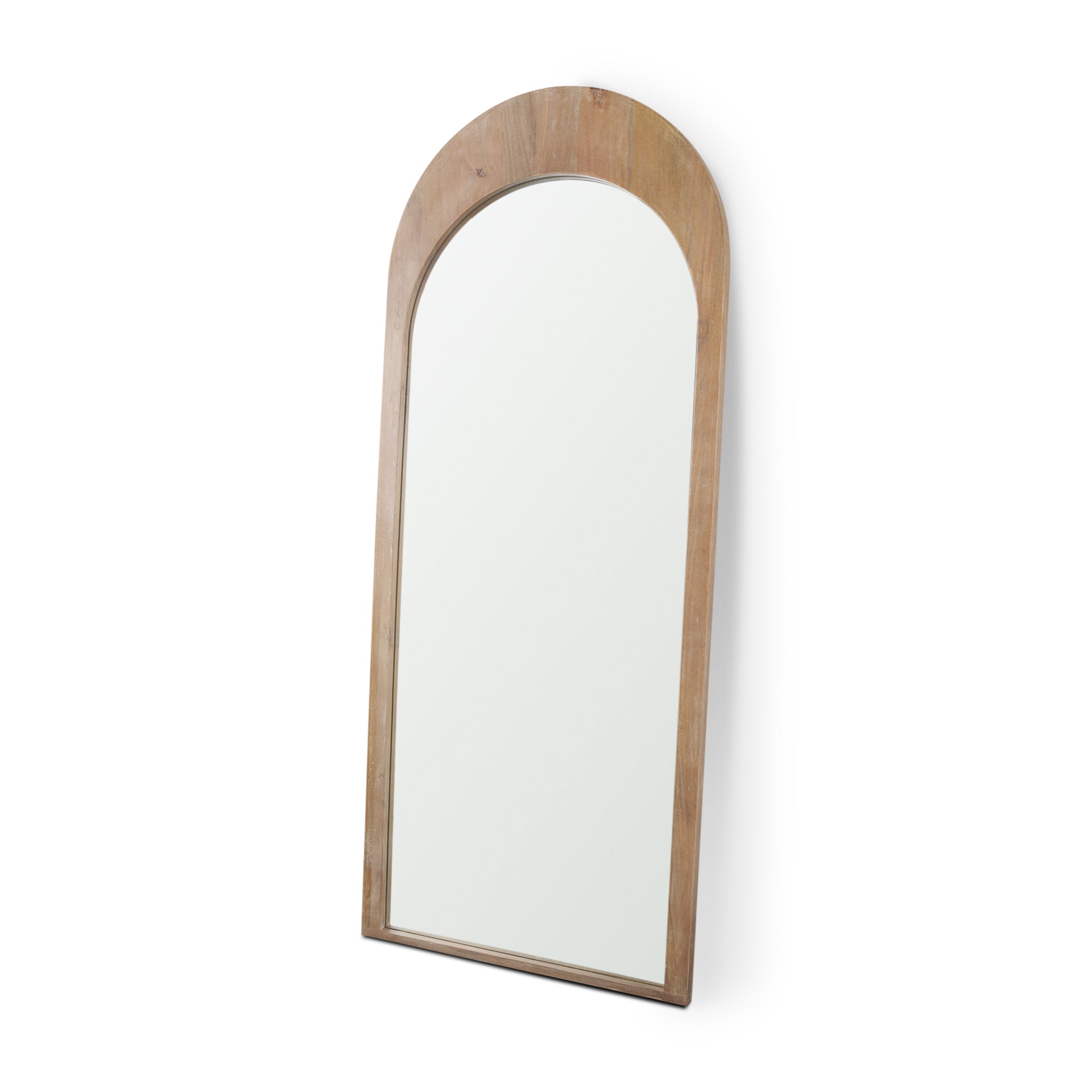 Celeste Light Brown Wood Arched Floor Mirror - Central Designs