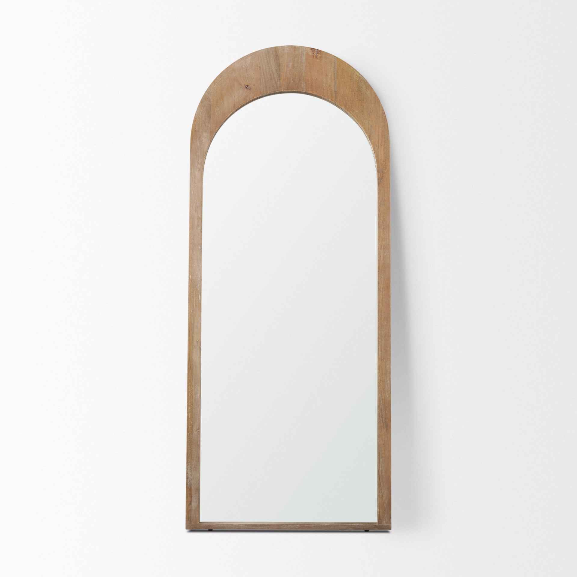 Celeste Light Brown Wood Arched Floor Mirror - Central Designs