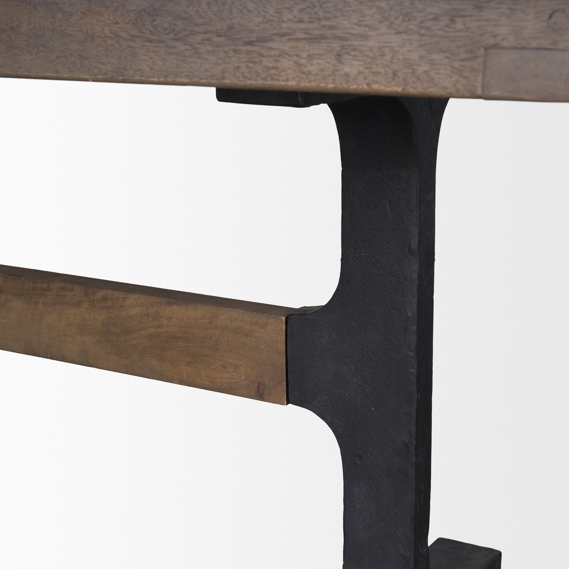 Araxi Rectangular Dark Brown Wood w/ Black Metal Base Dining Table