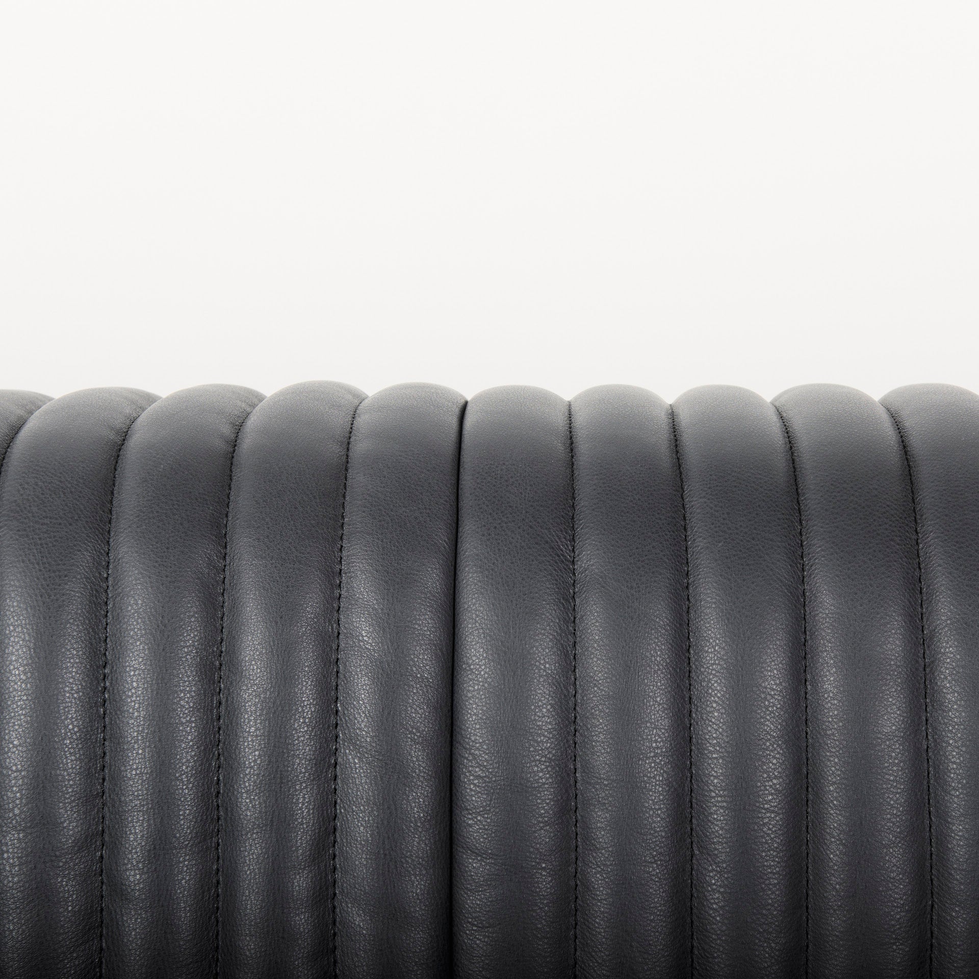 Ricciardo Black Leather Wrapped Three Seater Sofa 82.5L x 38.5W x 26.5H - Central Designs