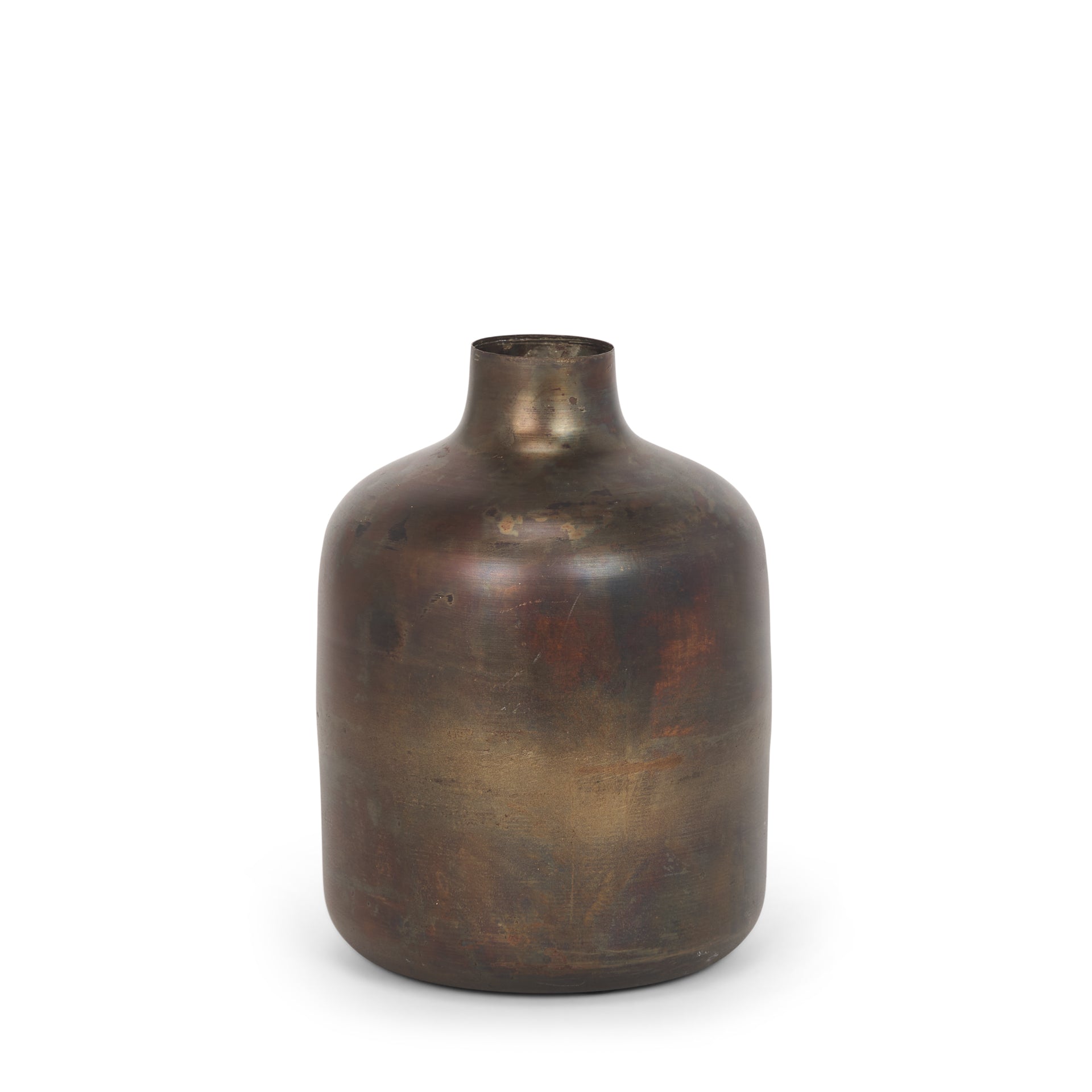 Daya Medium Antiqued Gold Metal Vase - Central Designs