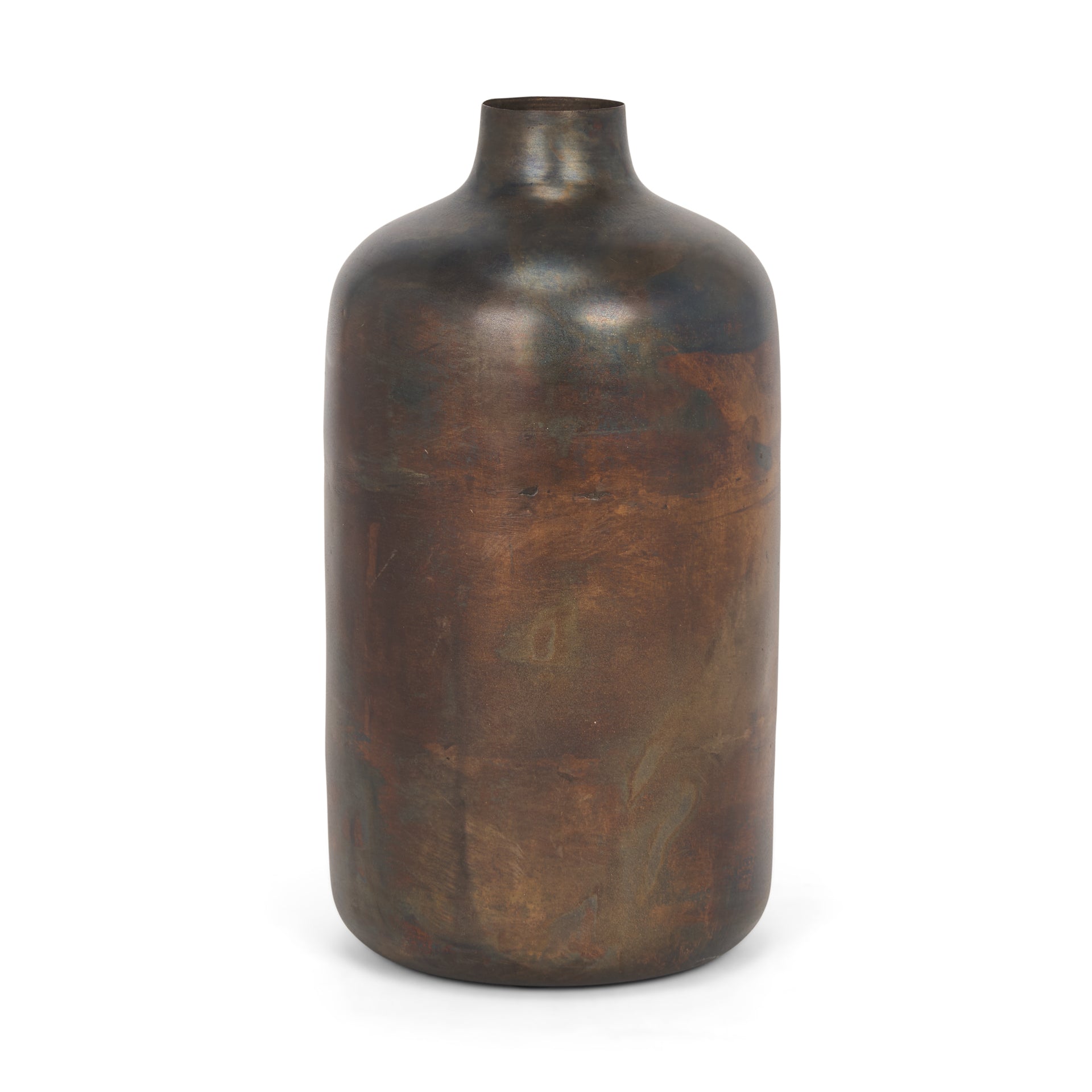 Daya Tall Antiqued Gold Metal Vase - Central Designs