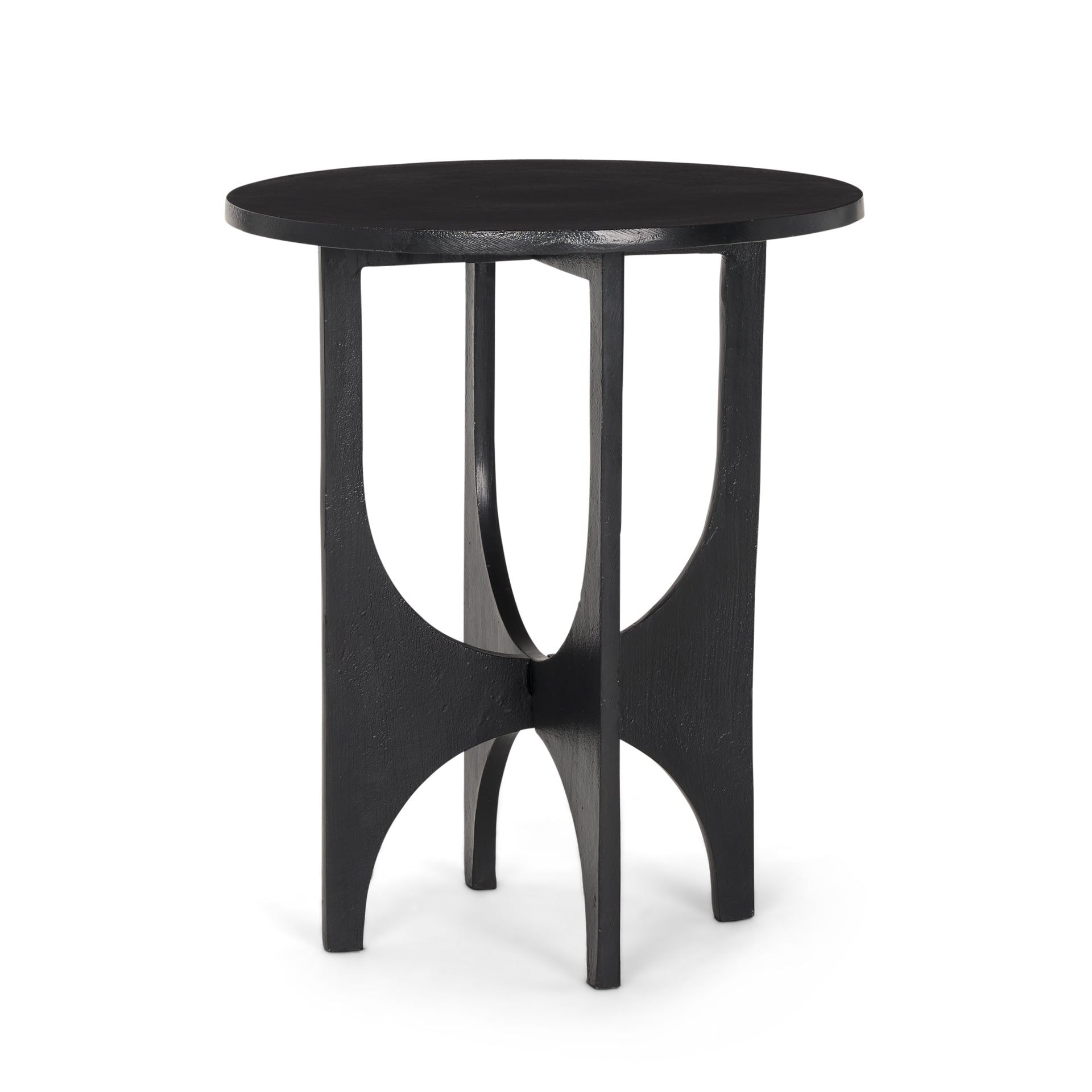 Sobi Textured Matte Black Round Metal Accent Table - Central Designs