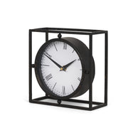 Raisa Black w/ Gold Antiquing Metal Table Clock - Central Designs